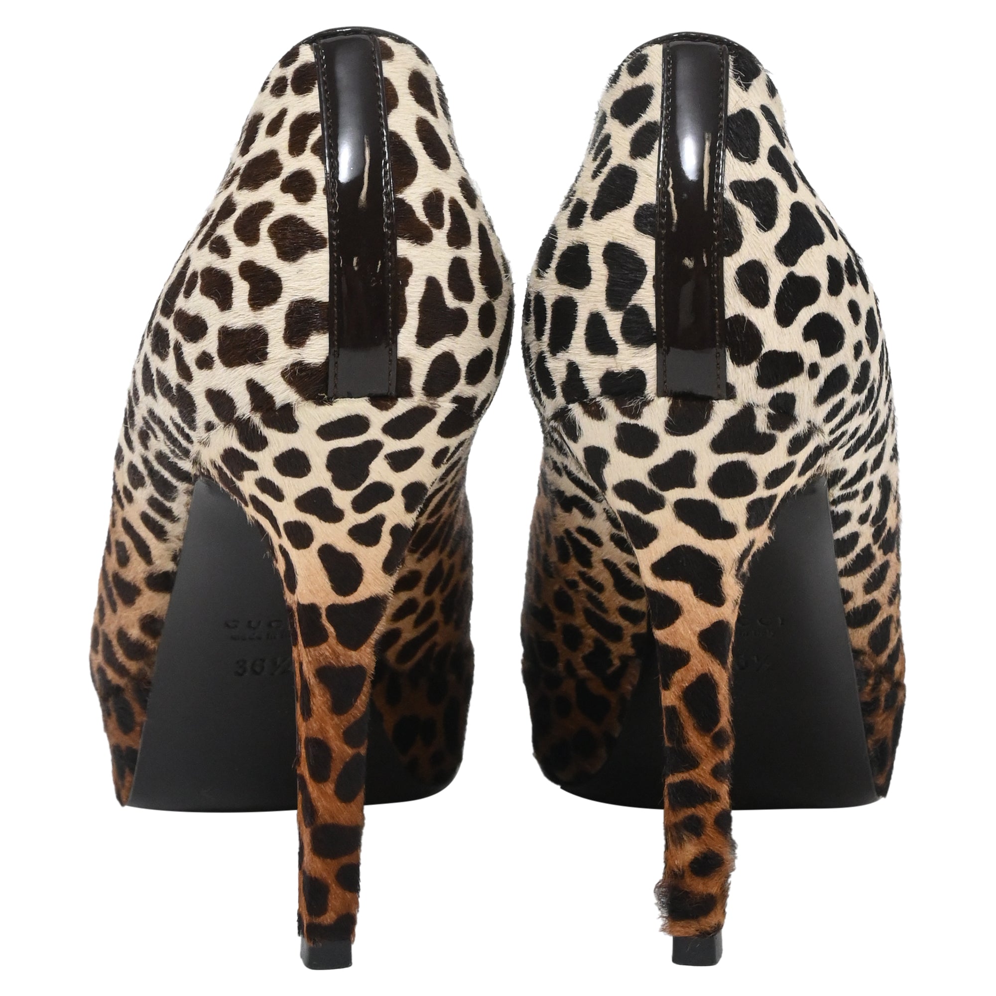 Women's Gucci Square Toe Pumps in Animal Print Ponyhair