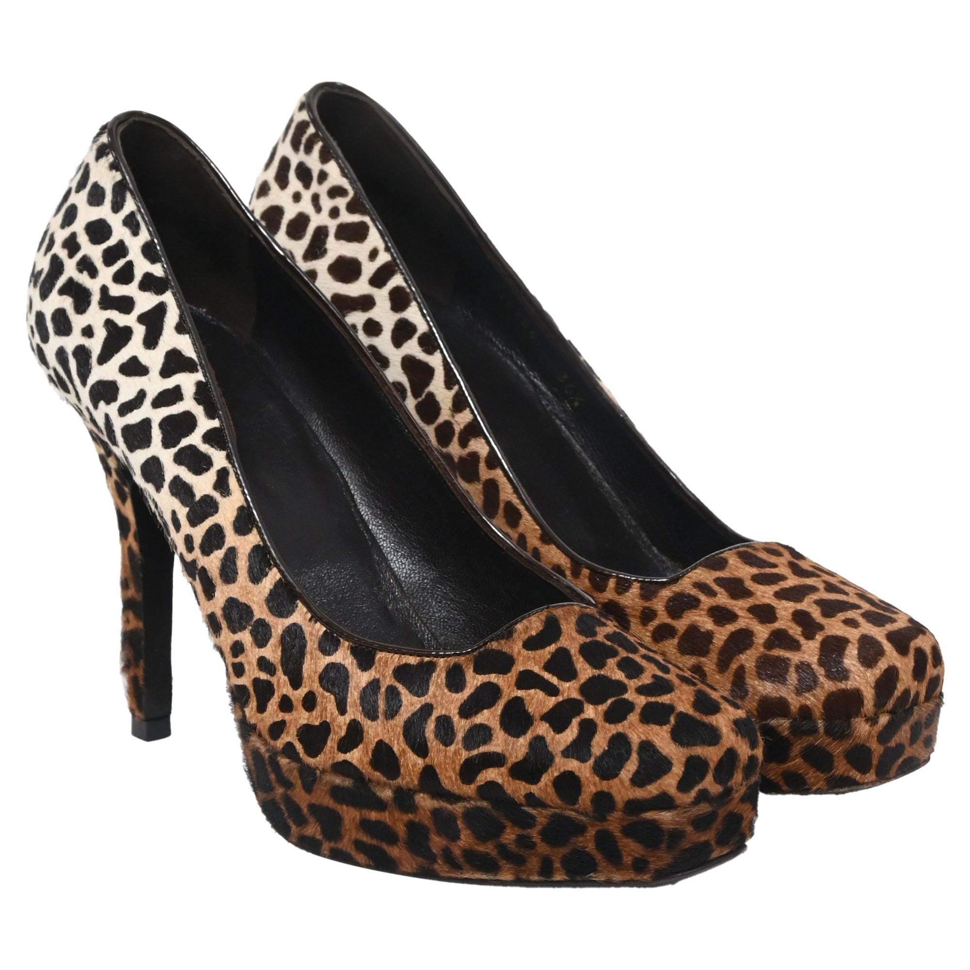 Women's Gucci Square Toe Pumps in Animal Print Ponyhair