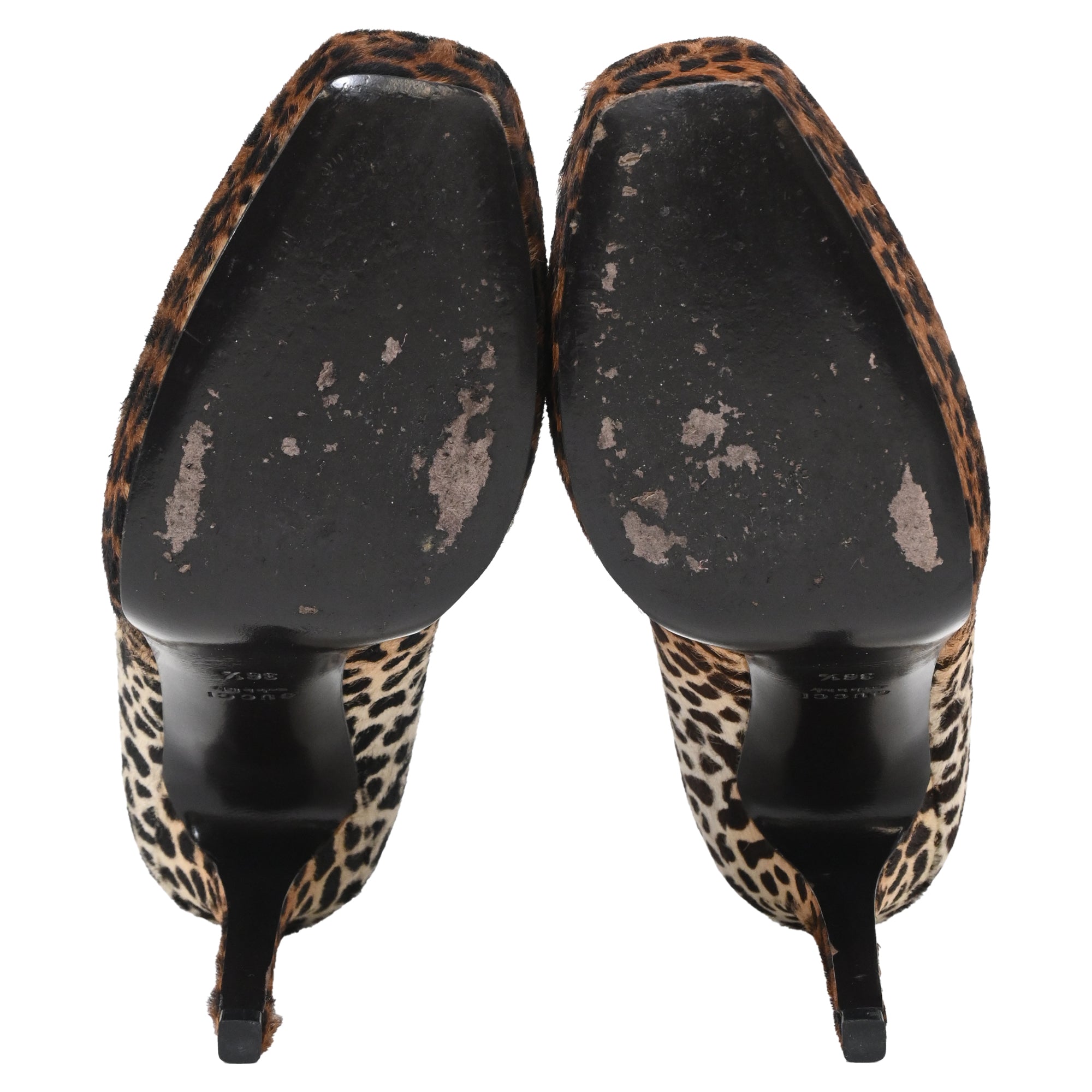 Women's Gucci Square Toe Pumps in Animal Print Ponyhair