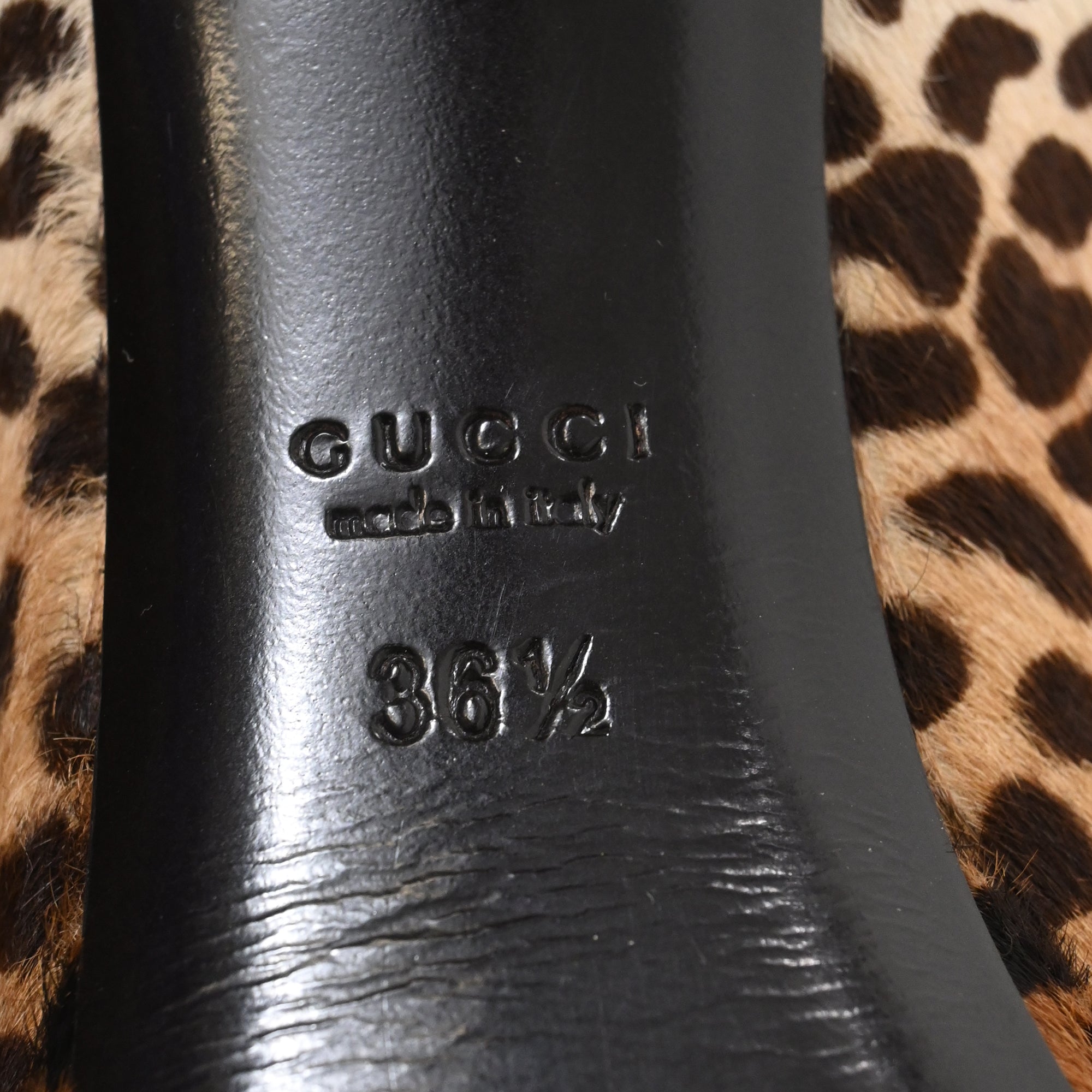 Women's Gucci Square Toe Pumps in Animal Print Ponyhair