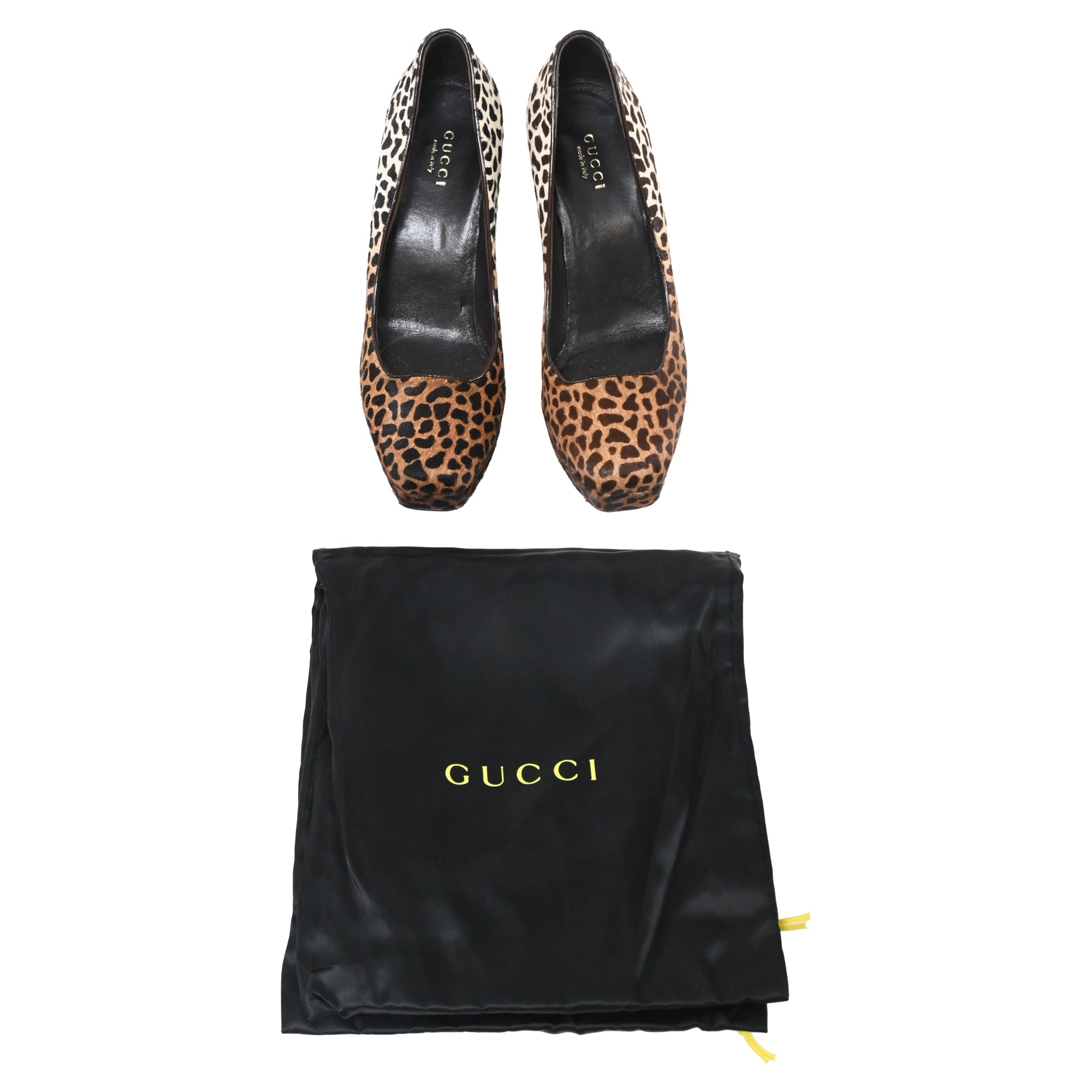 Women's Gucci Square Toe Pumps in Animal Print Ponyhair