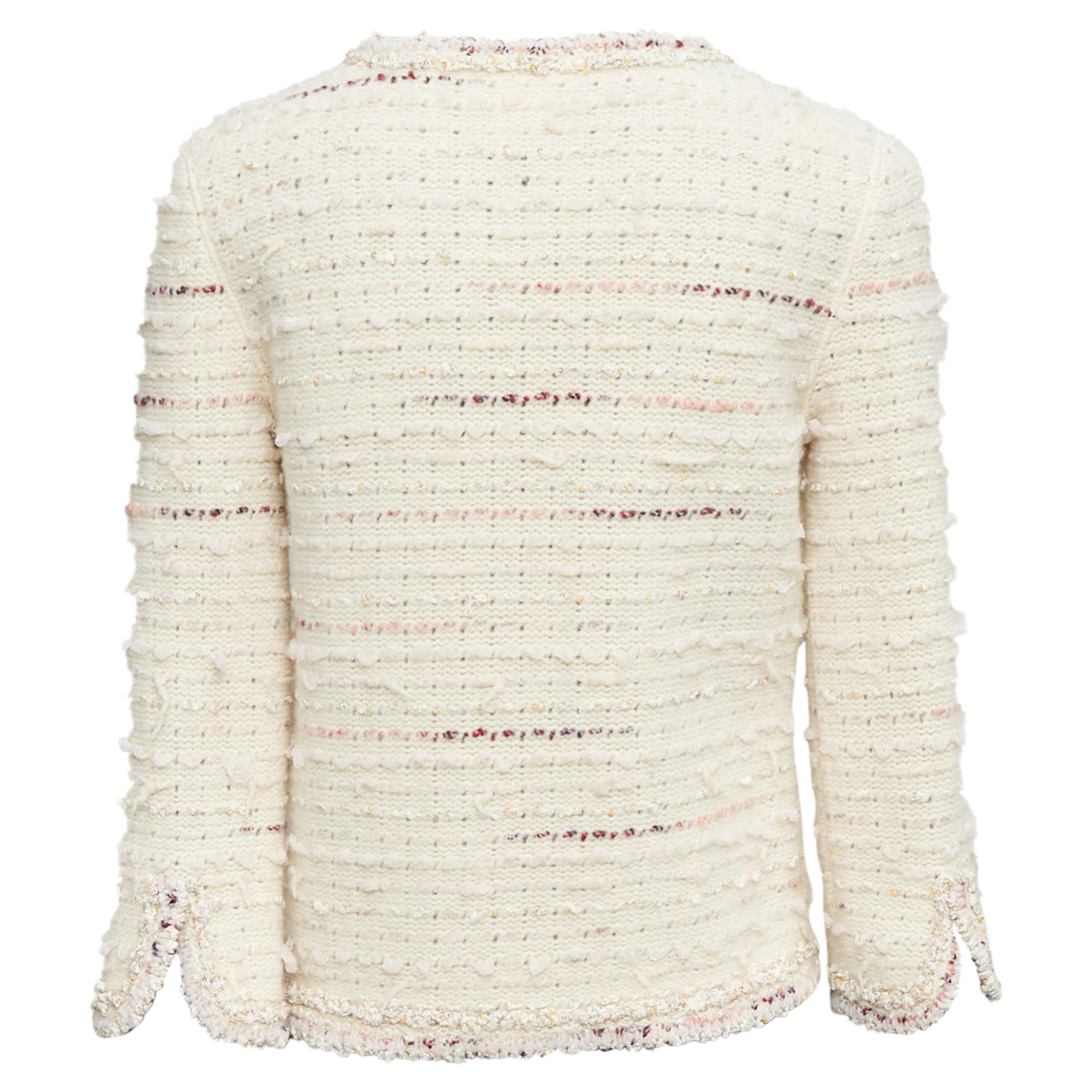 Women's Chanel cream pink tweed CC cardigan