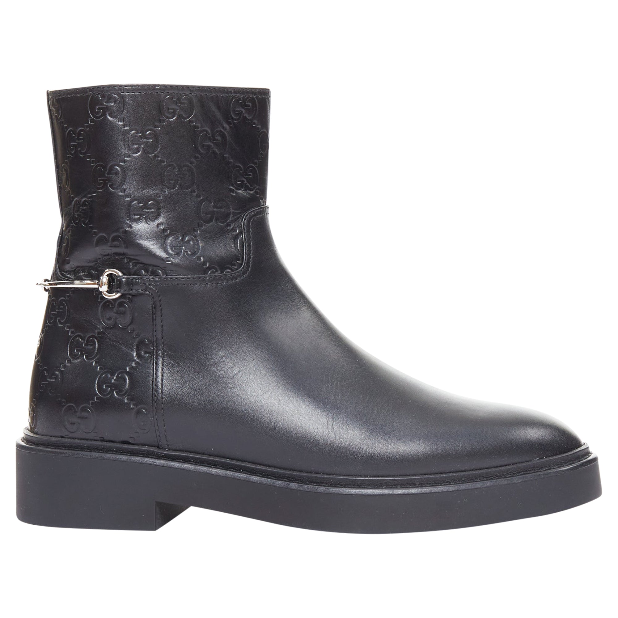 Women's Gucci black monogram ankle boots