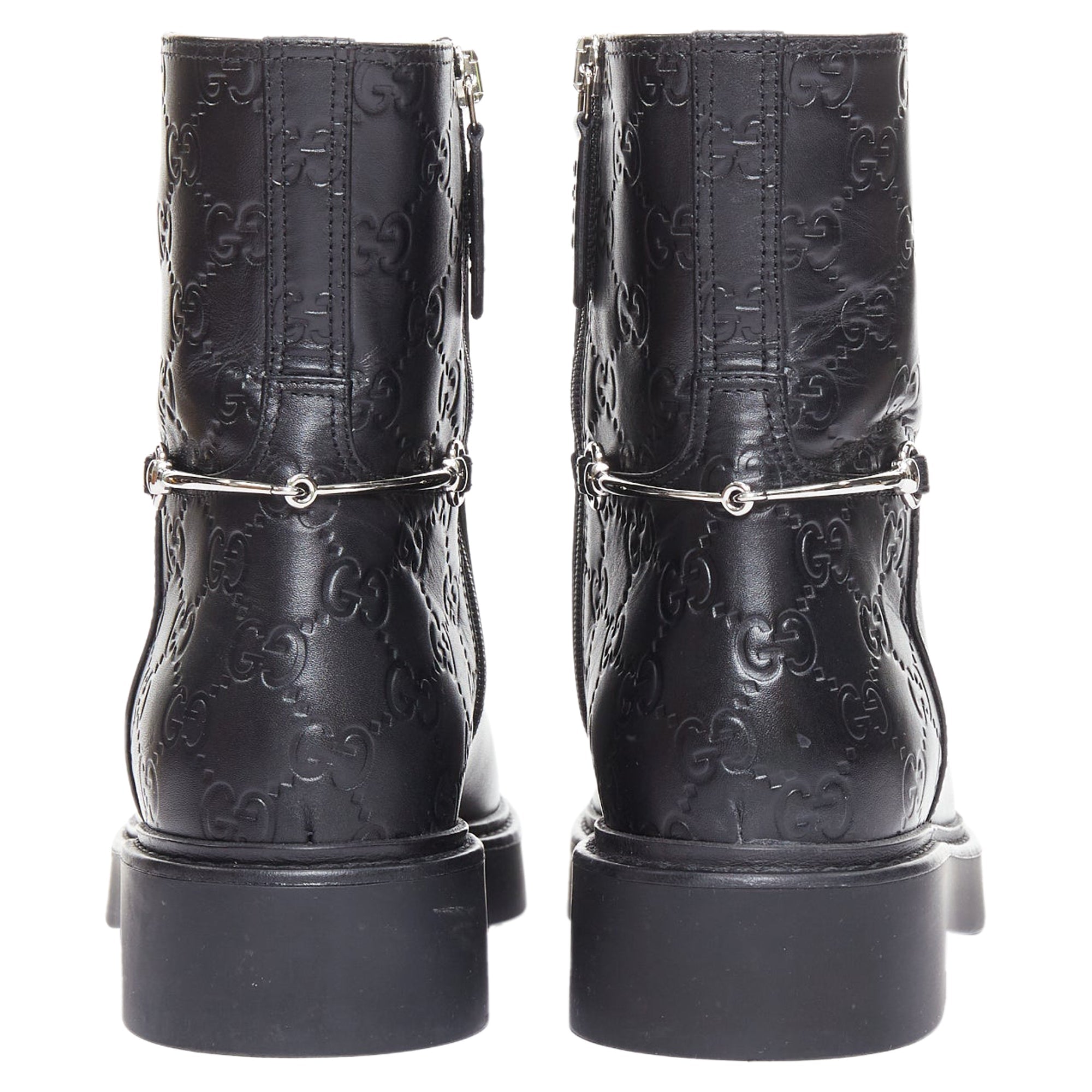 Women's Gucci black monogram ankle boots
