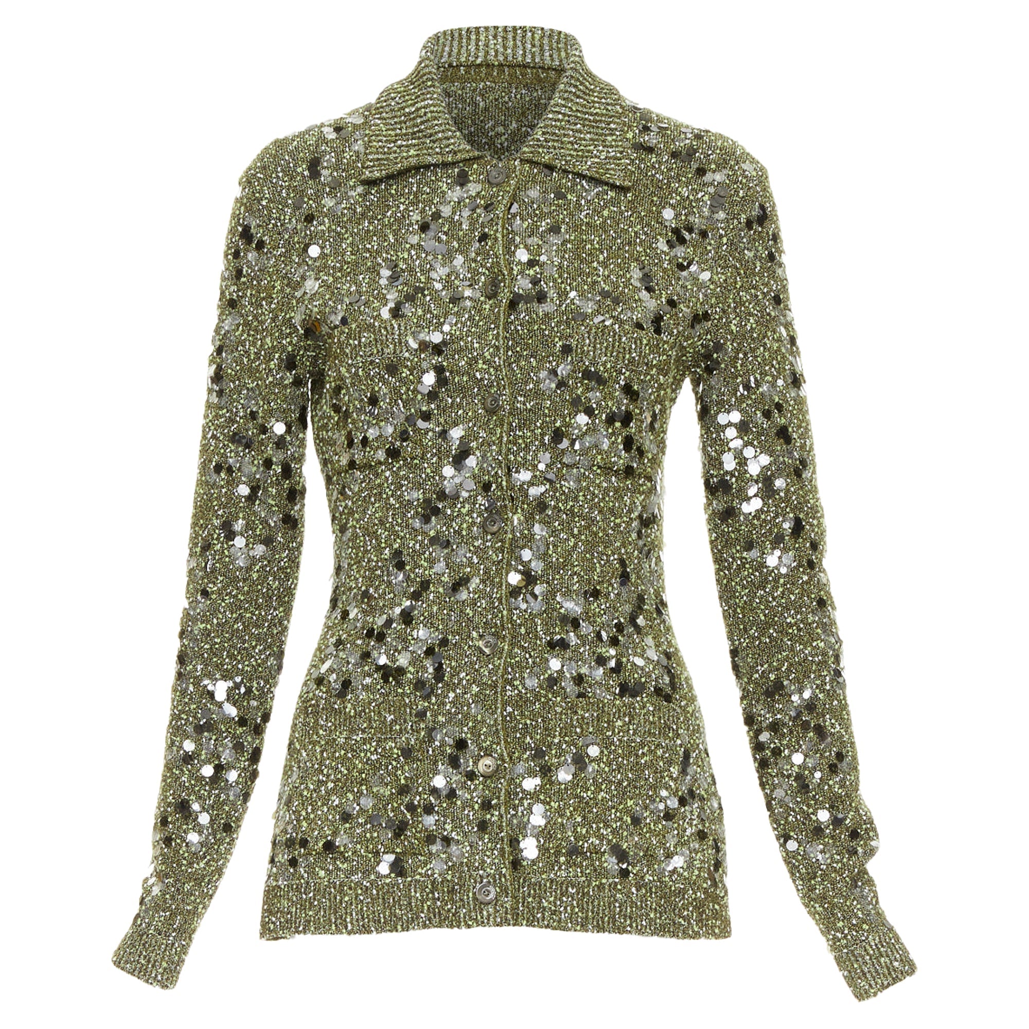 Women's Gucci green boucle sequin cardigan