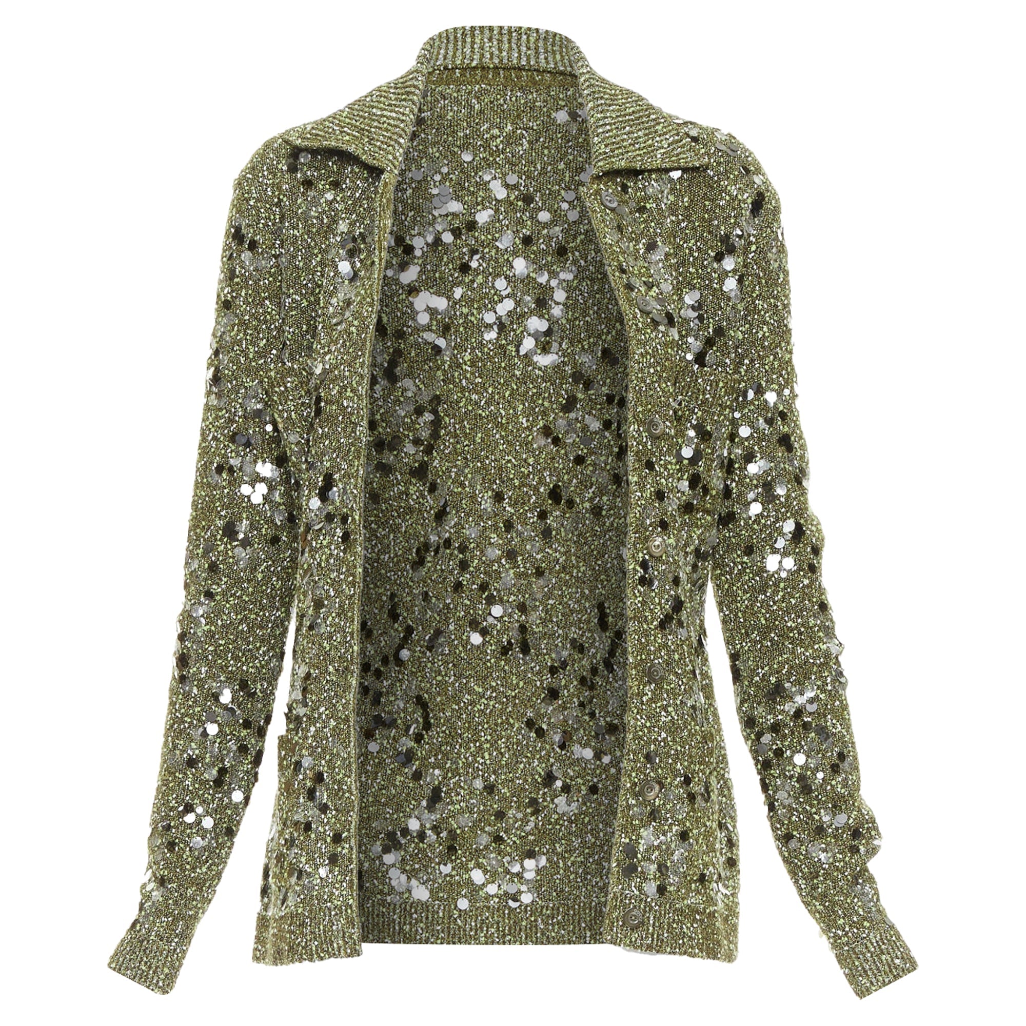 Women's Gucci green boucle sequin cardigan