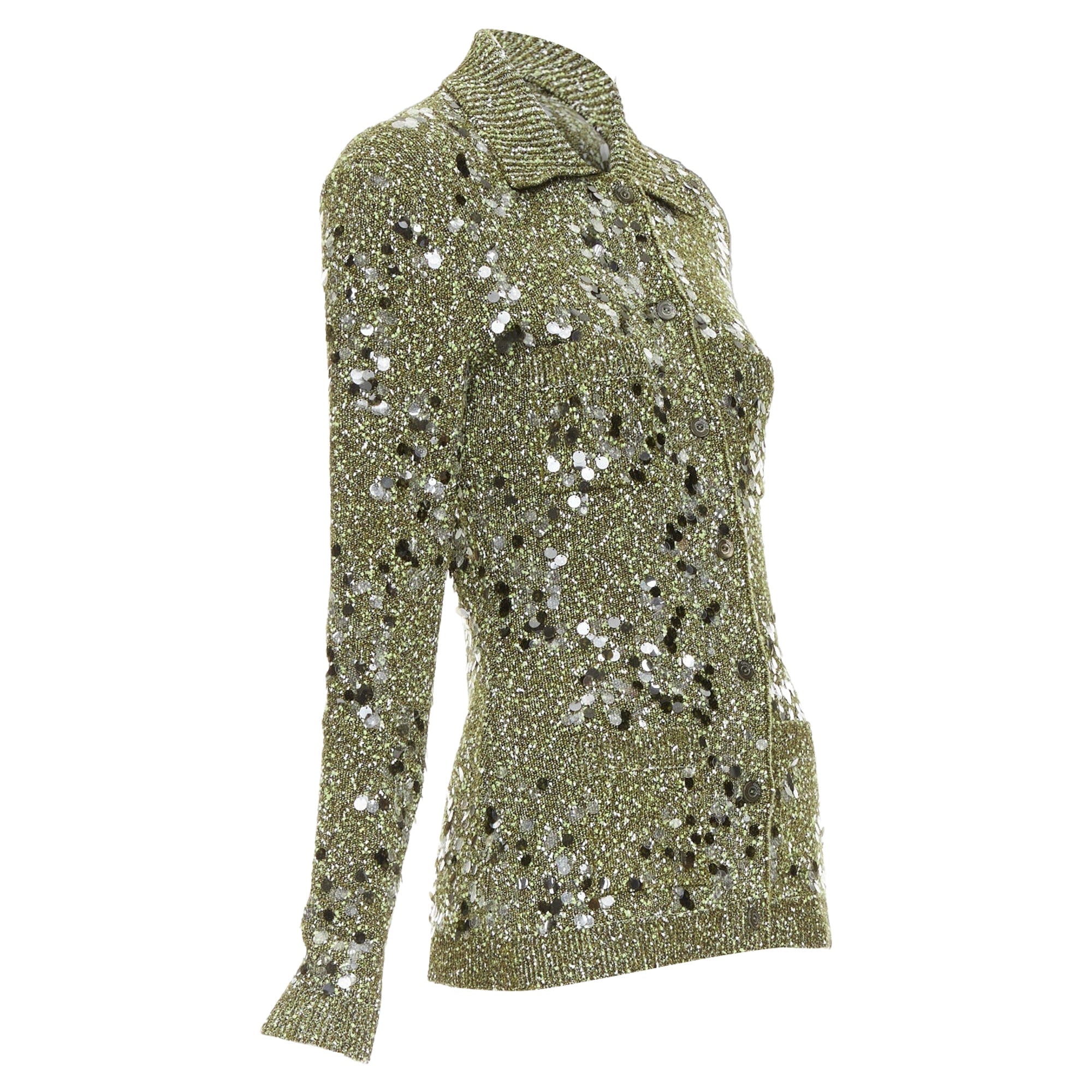 Women's Gucci green boucle sequin cardigan