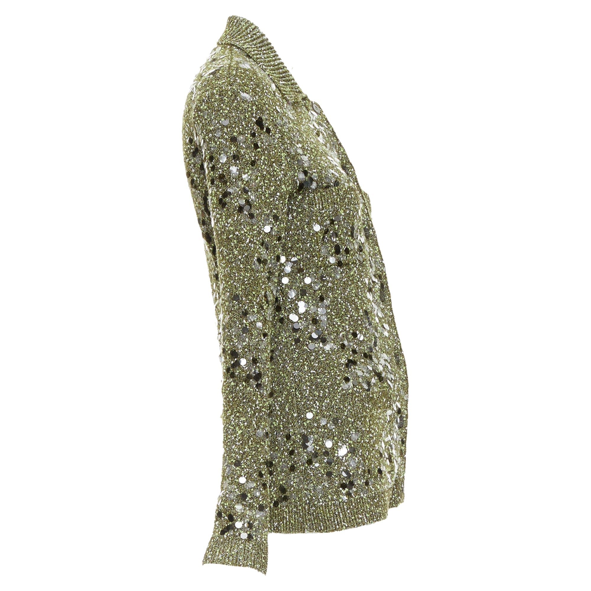 Women's Gucci green boucle sequin cardigan