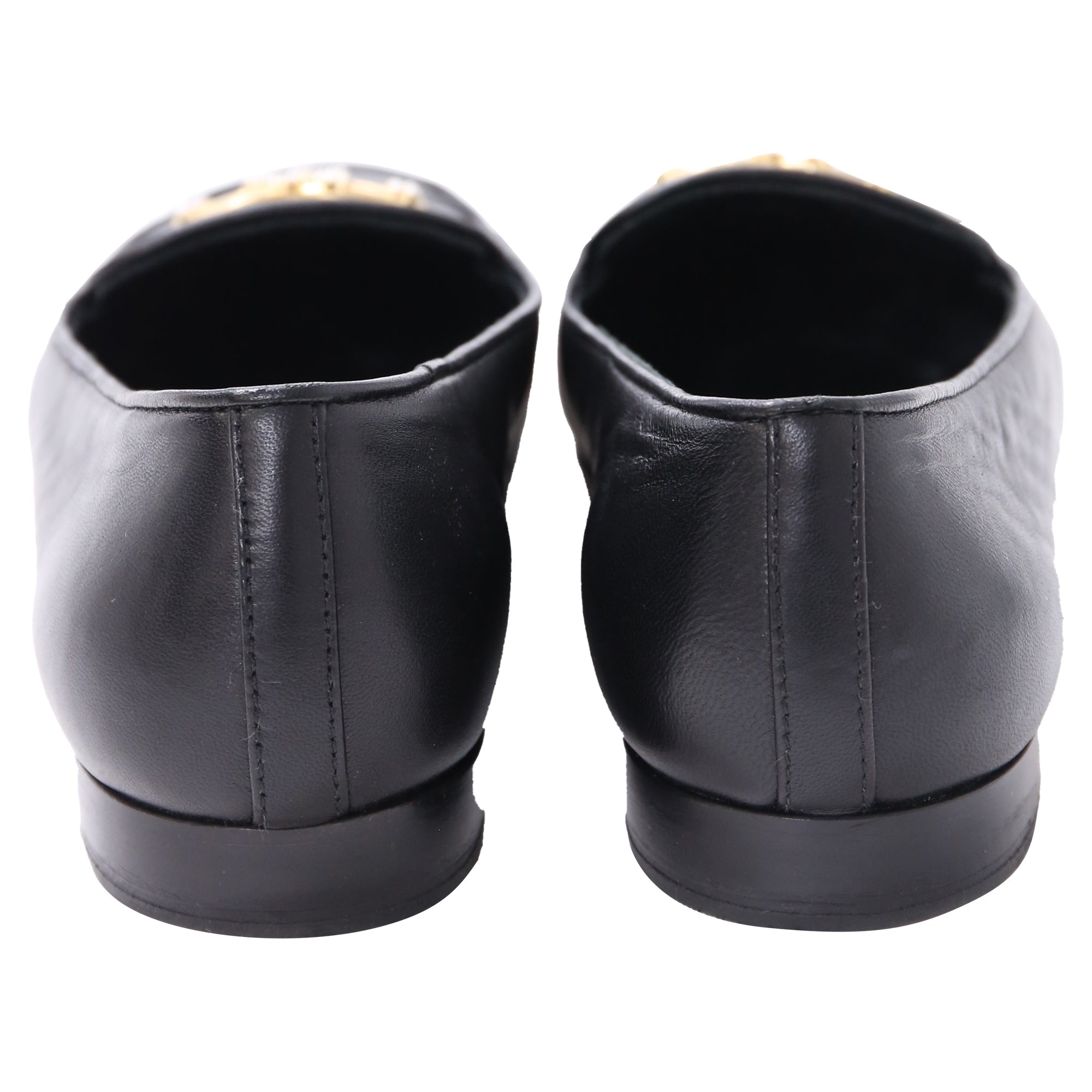 Women's Chanel Pearl CC Loafers in Black Lambskin Leather