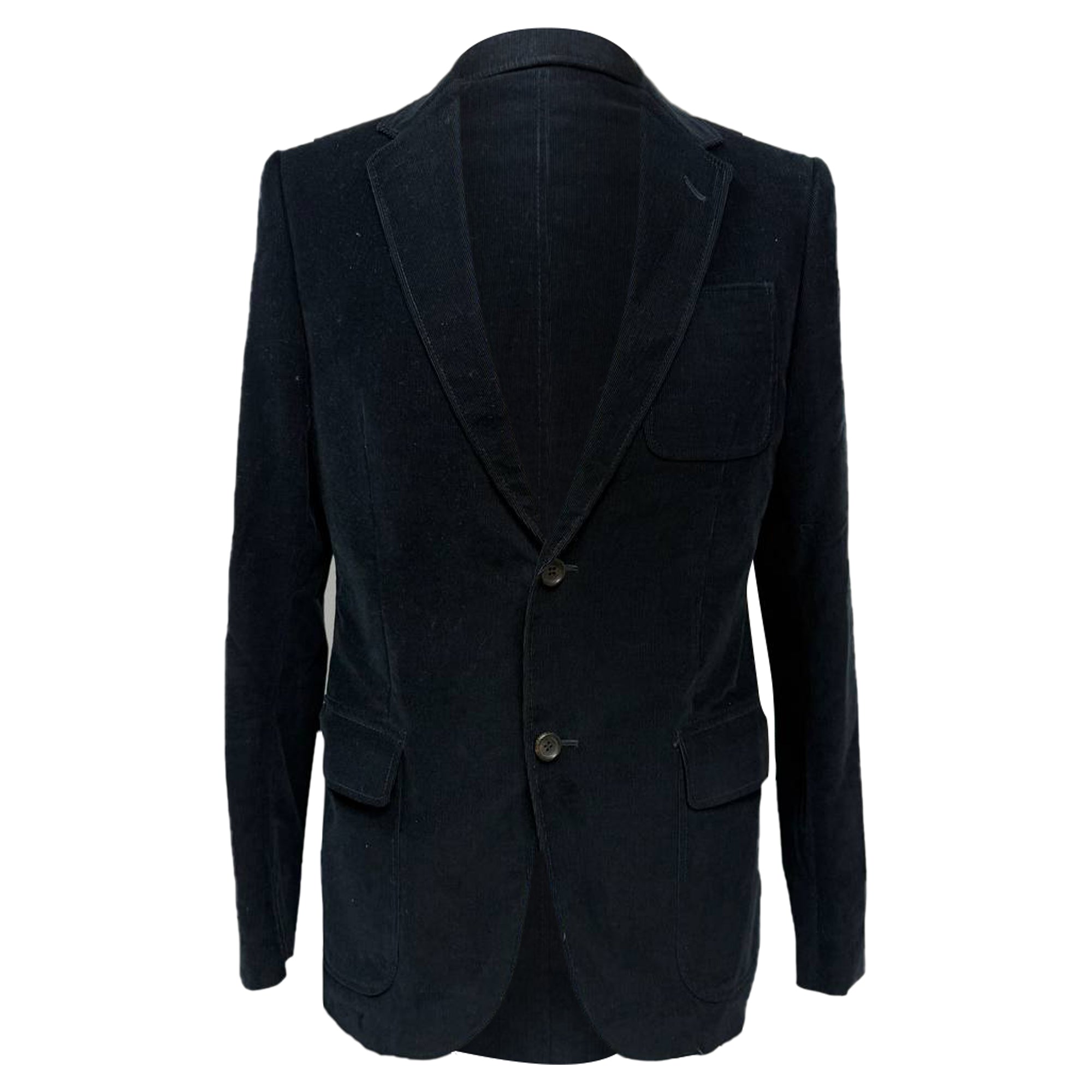 Men's Gucci Single-Breasted Blazer with Pockets in Black Corduroy