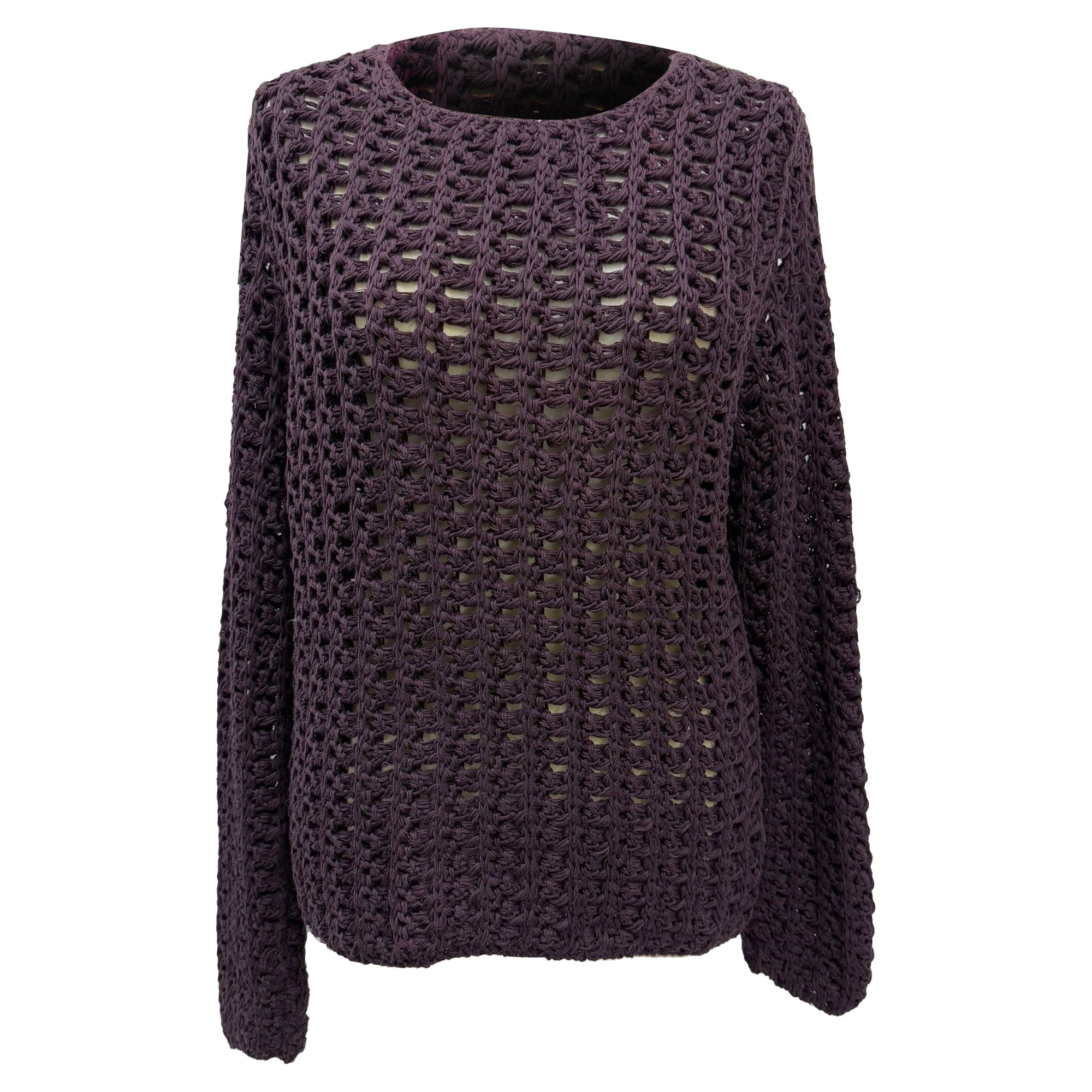 Women's Gucci Crochet Knitted Sweater in Purple Cotton