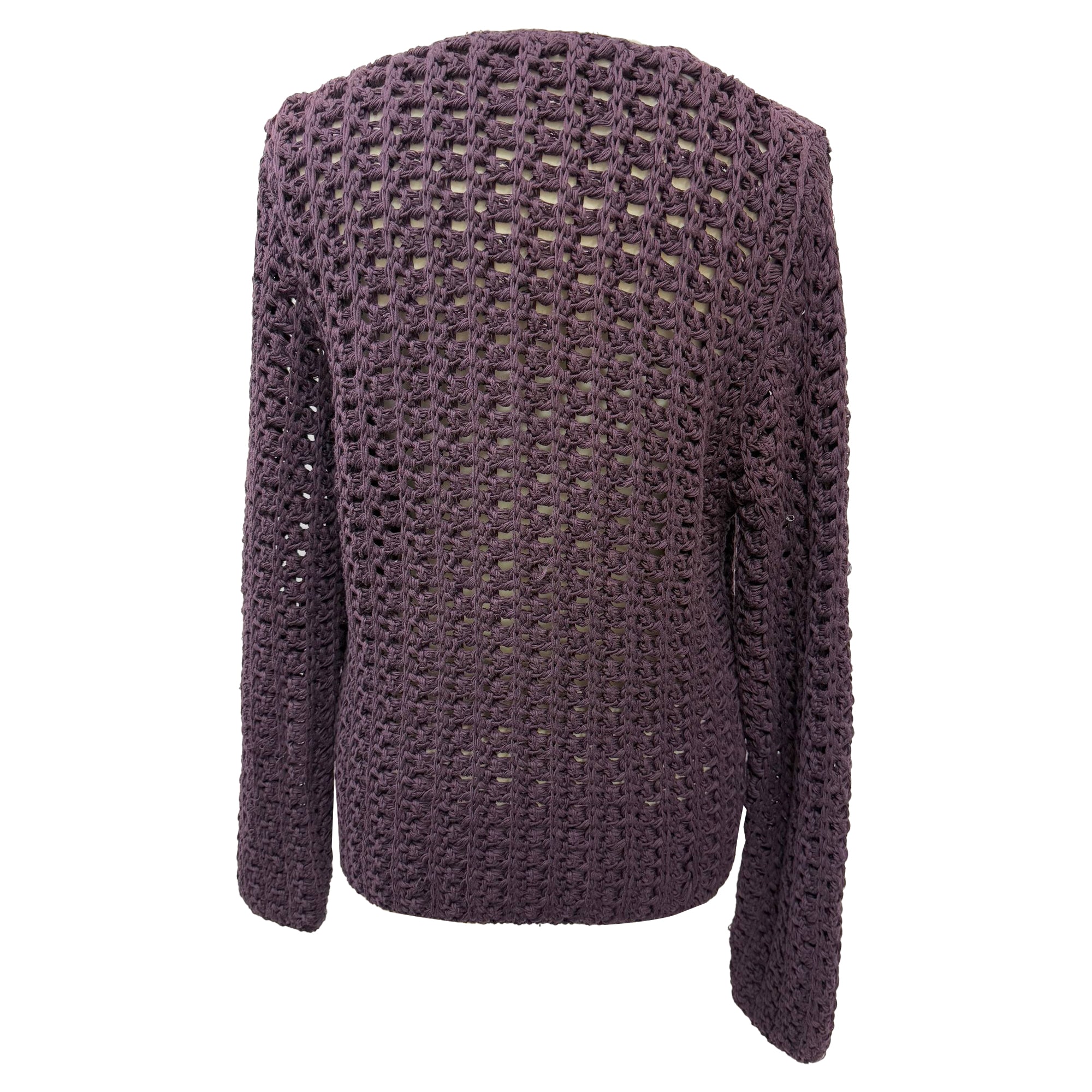 Women's Gucci Crochet Knitted Sweater in Purple Cotton