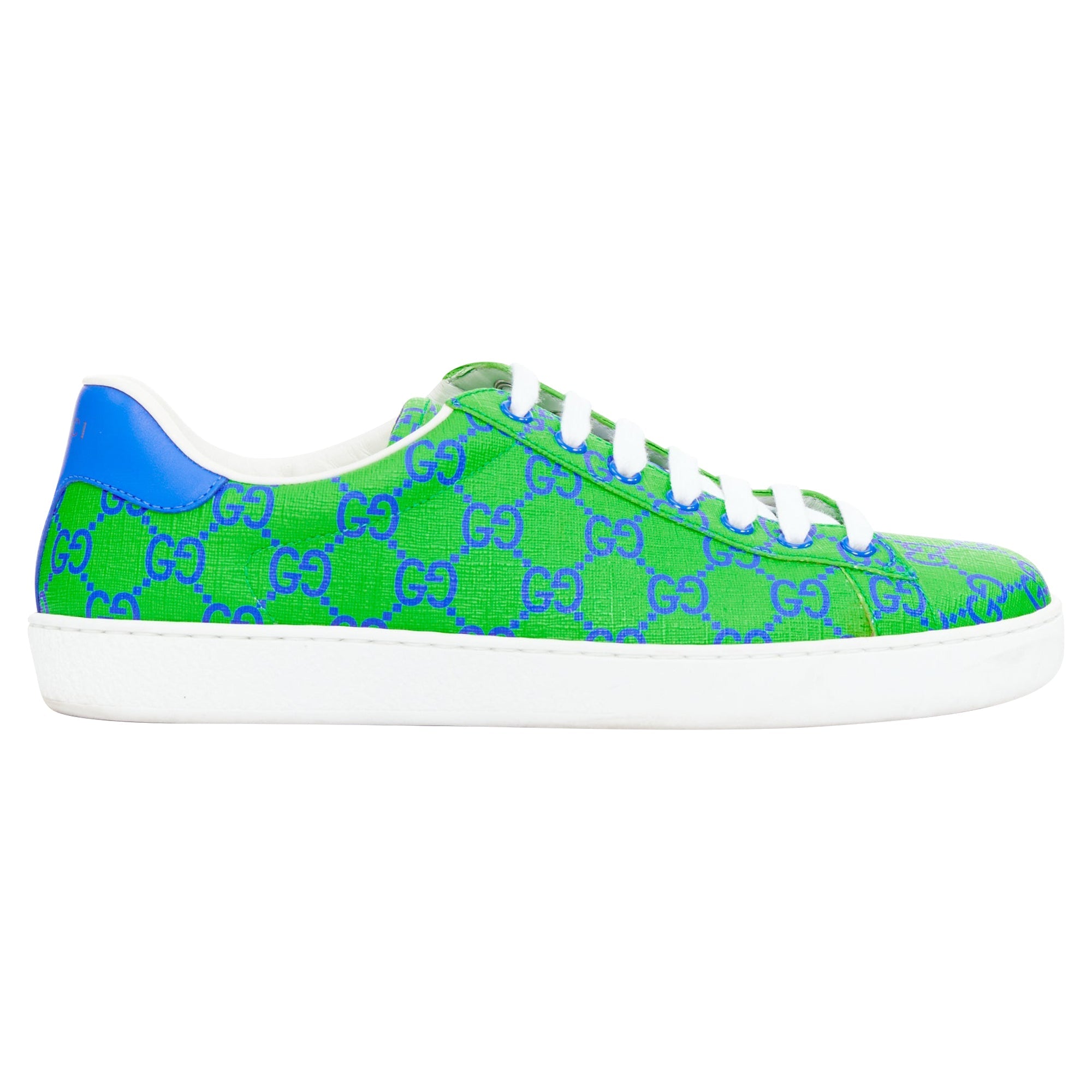Men's Gucci Ace Supreme Joy Monogram green blue low top sneakers