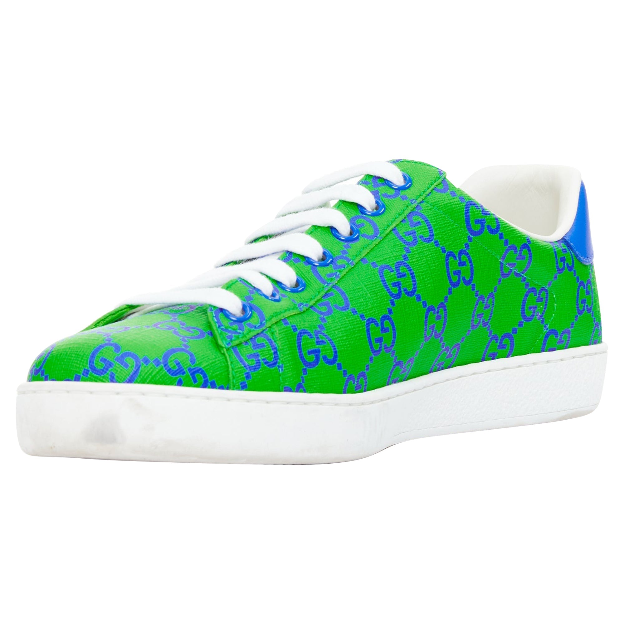 Men's Gucci Ace Supreme Joy Monogram green blue low top sneakers