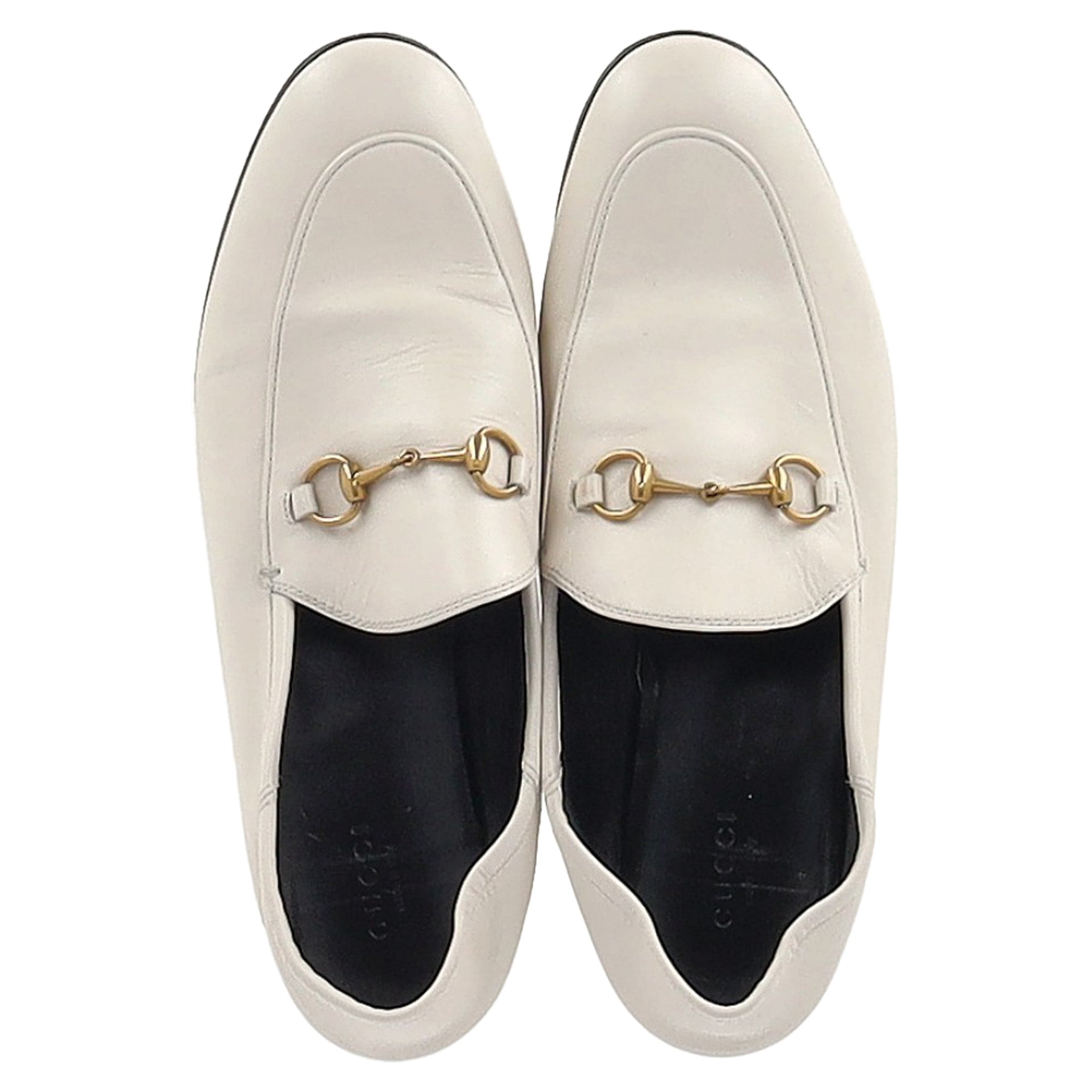 Women's Gucci Brixton Horsebit Loafers in White Lambskin Leather