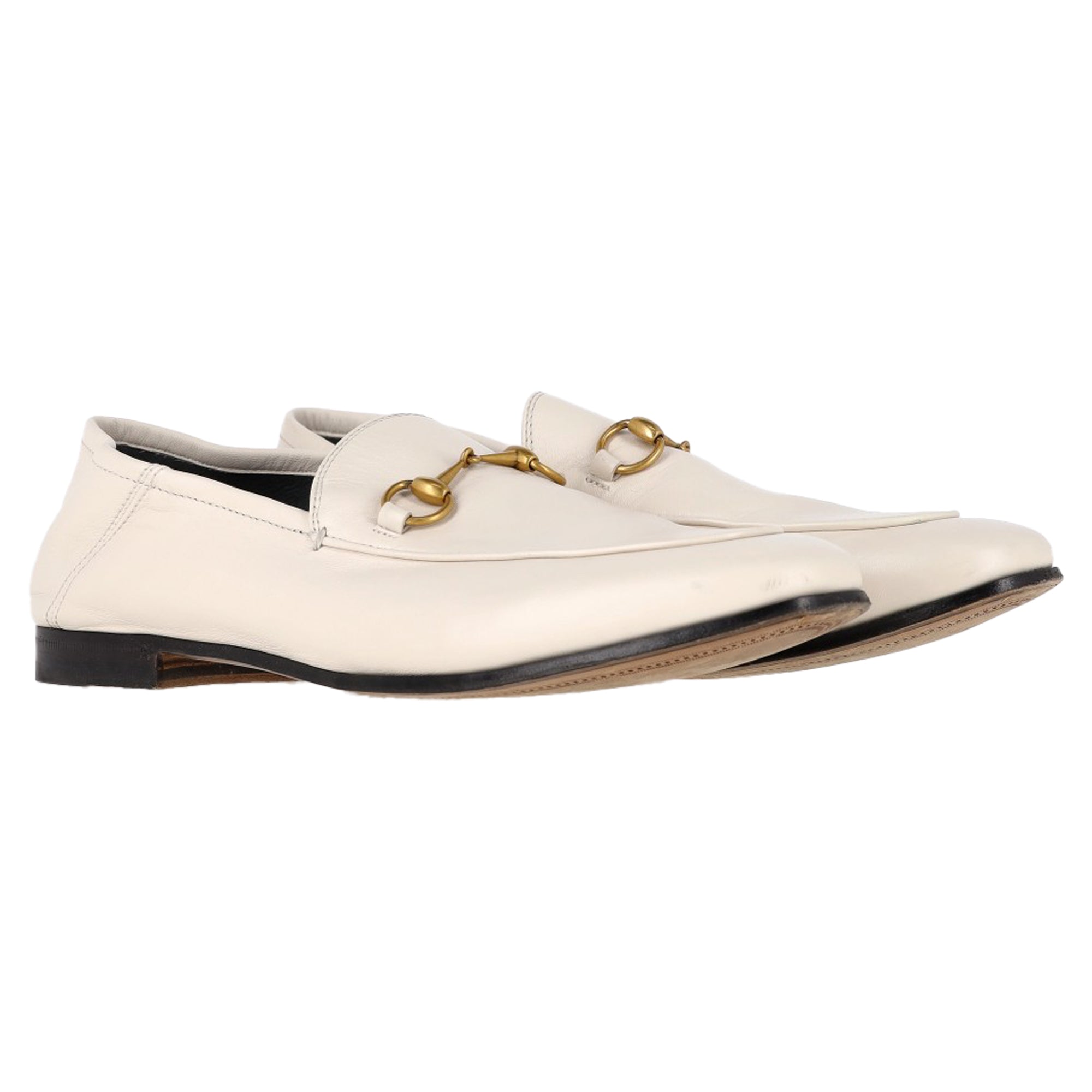 Women's Gucci Brixton Horsebit Loafers in White Lambskin Leather