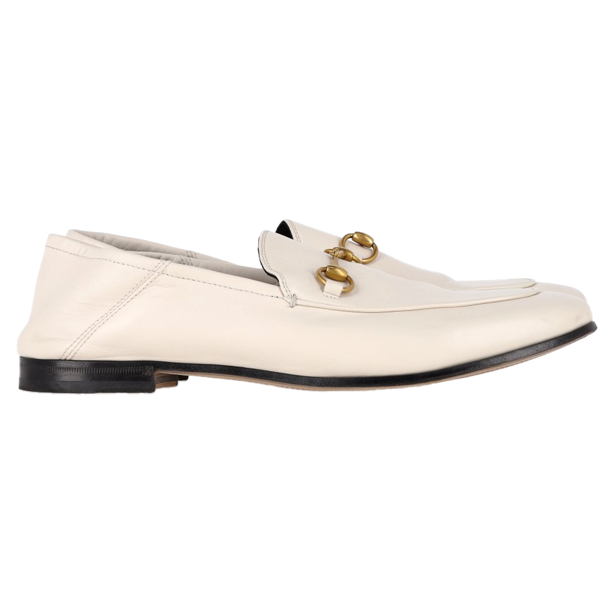 Women's Gucci Brixton Horsebit Loafers in White Lambskin Leather