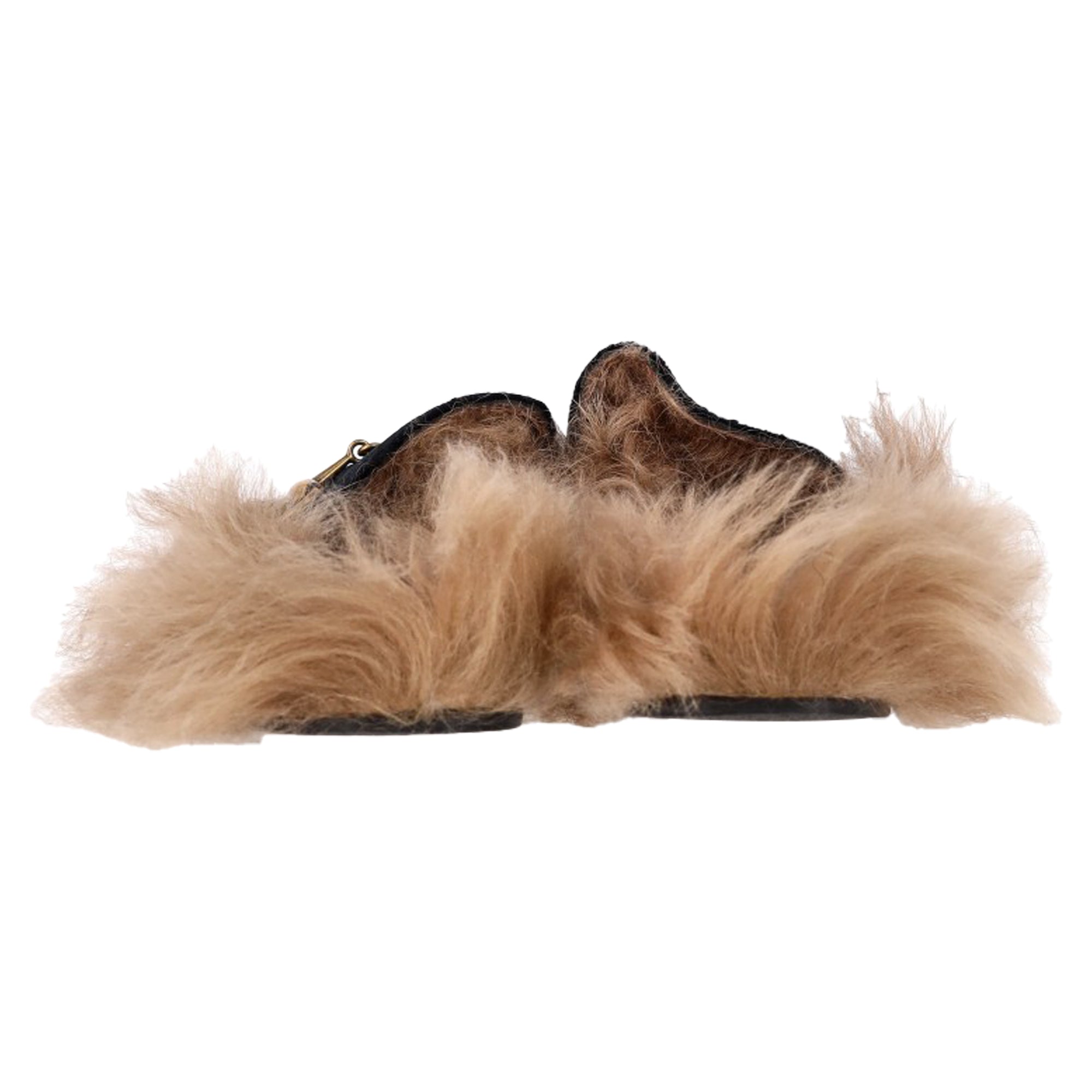 Women's Gucci Princetown Mule Flats in Black Velvet and Fur