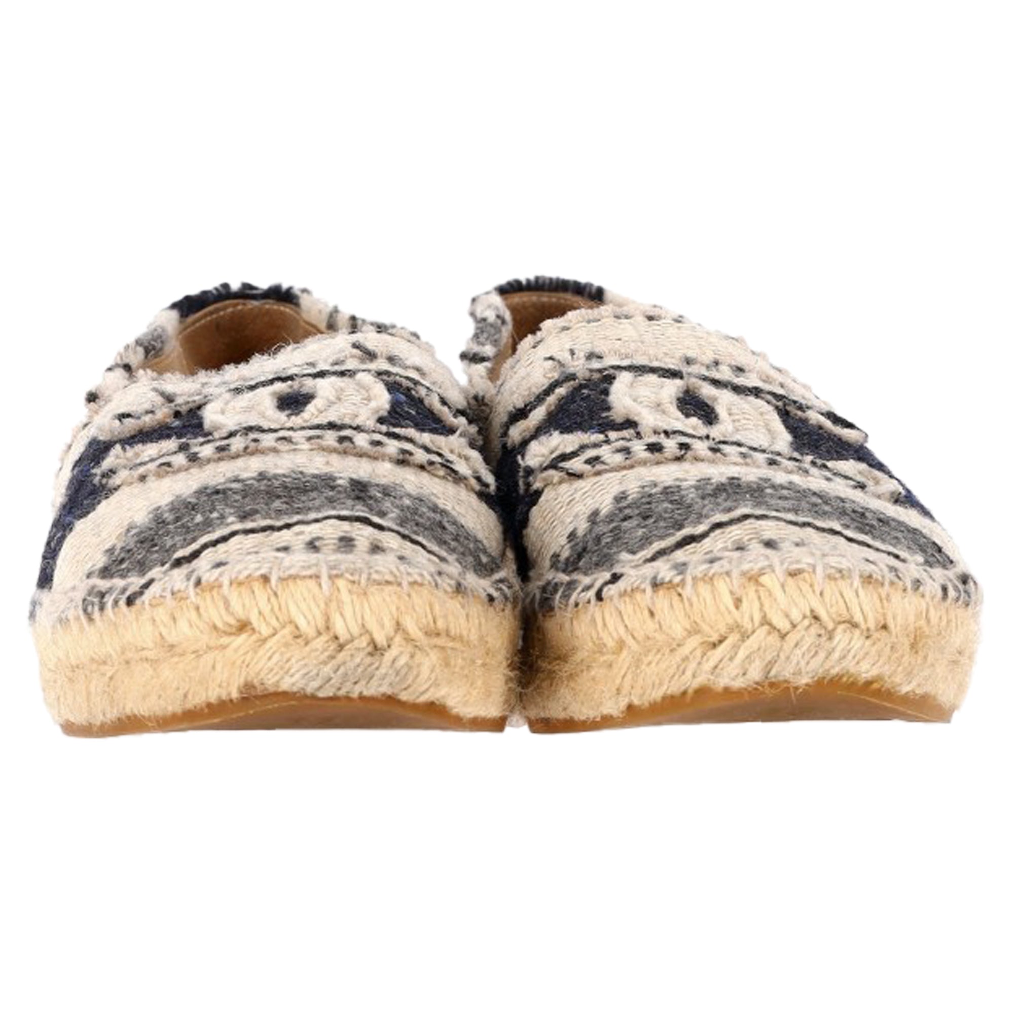 Women's Chanel Striped Cap Toe CC Espadrille Flats in Multicolor Canvas