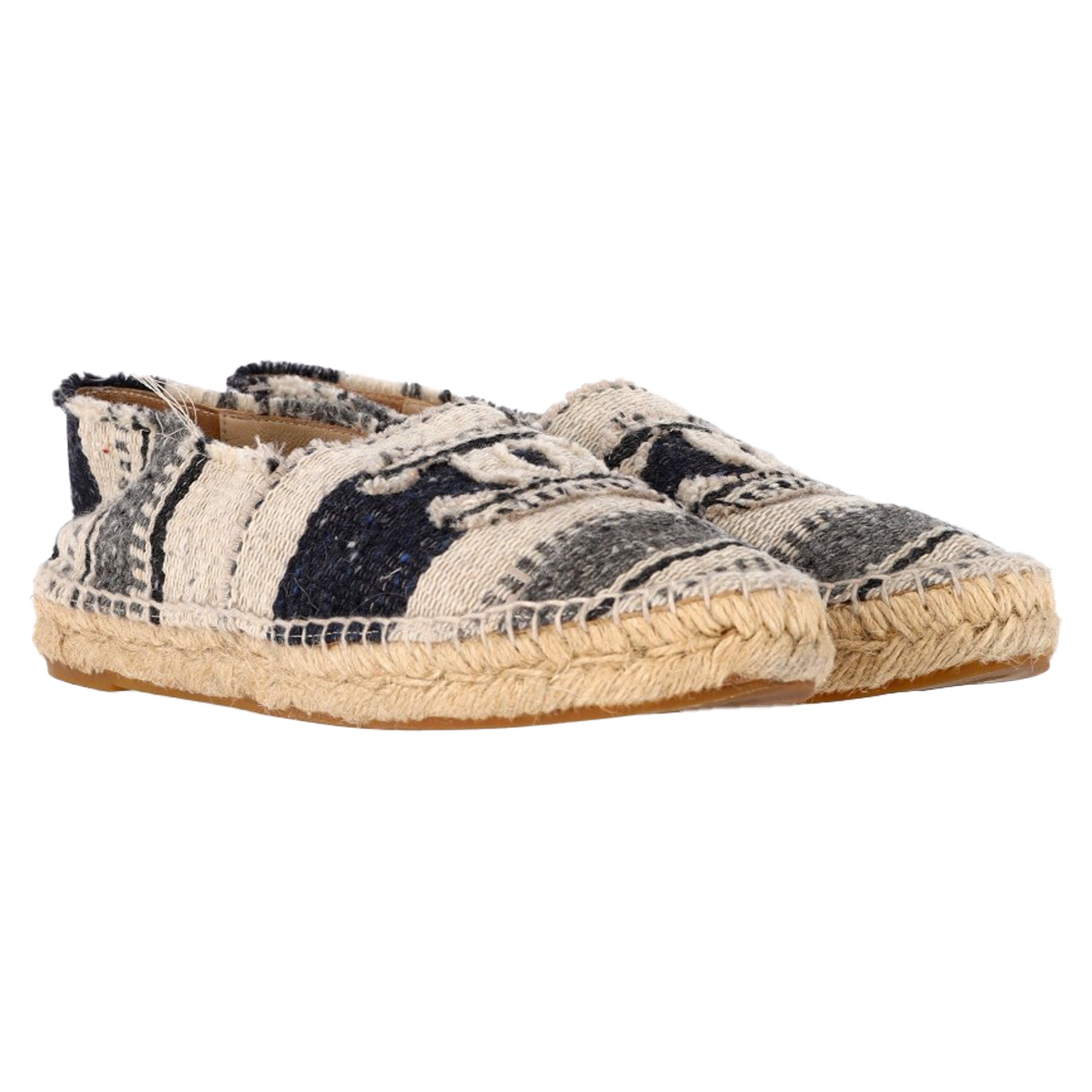 Women's Chanel Striped Cap Toe CC Espadrille Flats in Multicolor Canvas