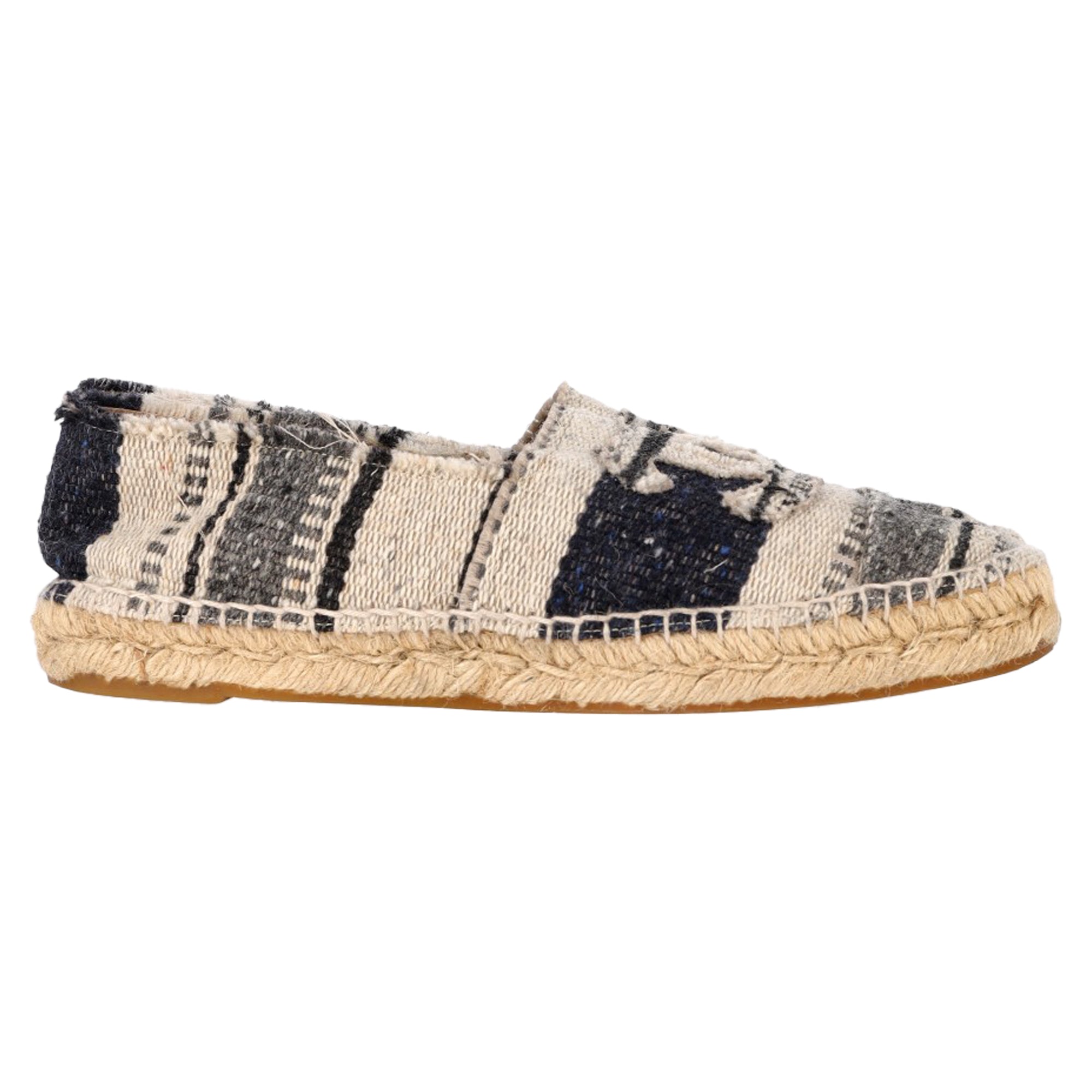 Women's Chanel Striped Cap Toe CC Espadrille Flats in Multicolor Canvas