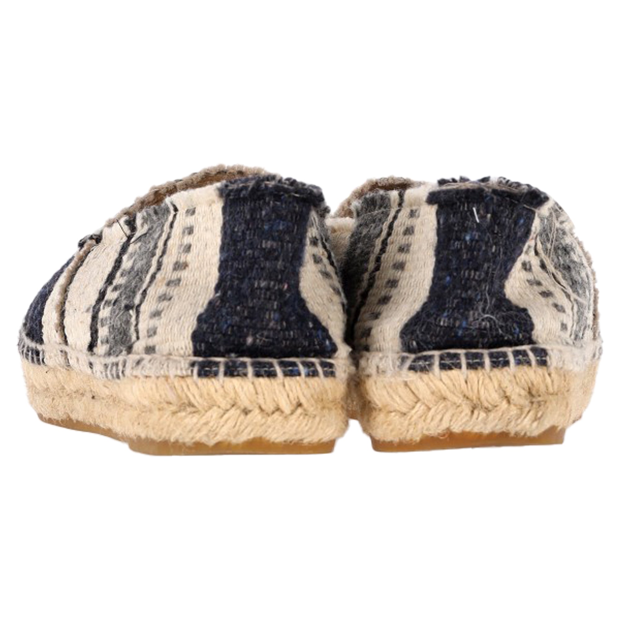 Women's Chanel Striped Cap Toe CC Espadrille Flats in Multicolor Canvas