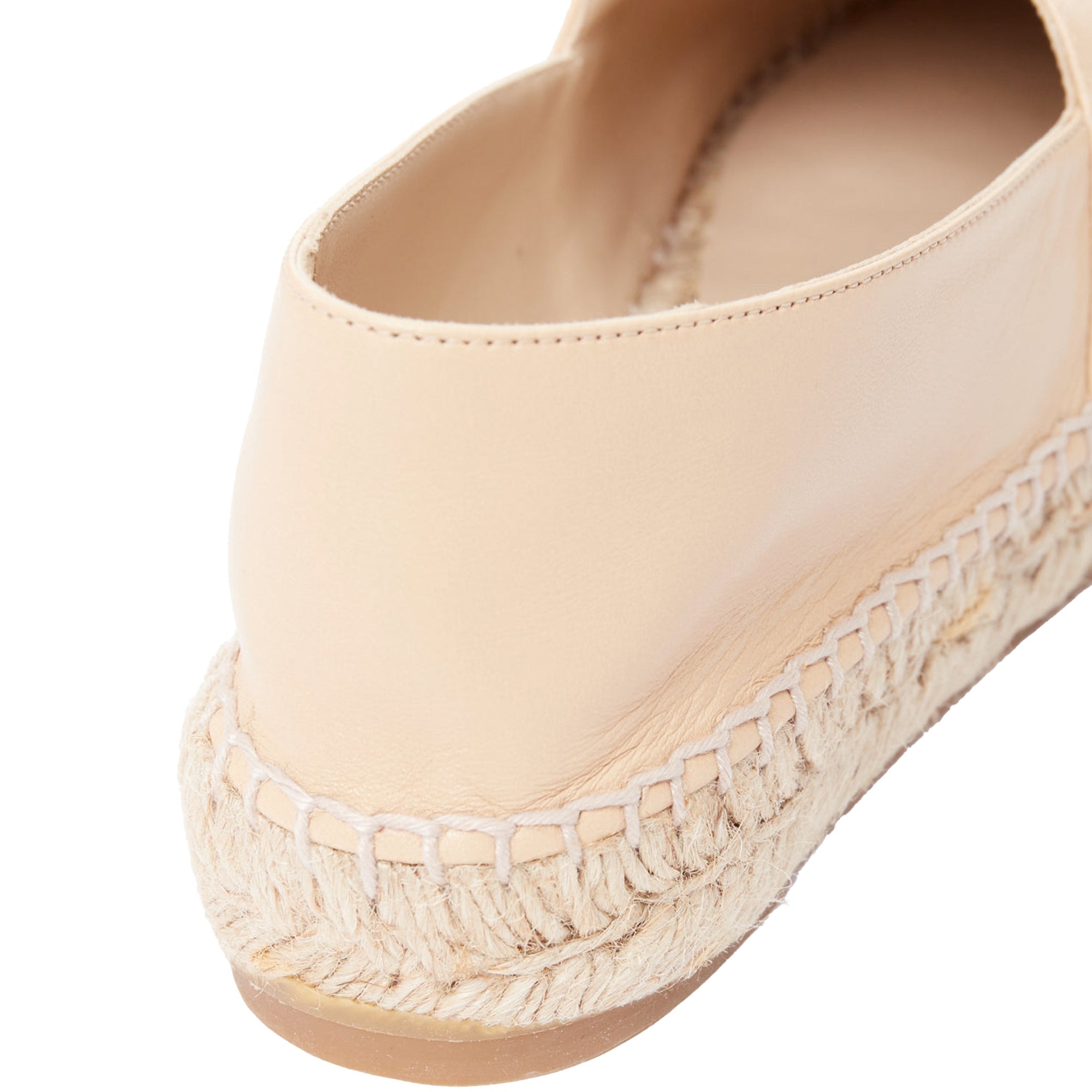 Women's CHANEL nude lamb leather CC logo black toe cap beige espadrille shoes EU38