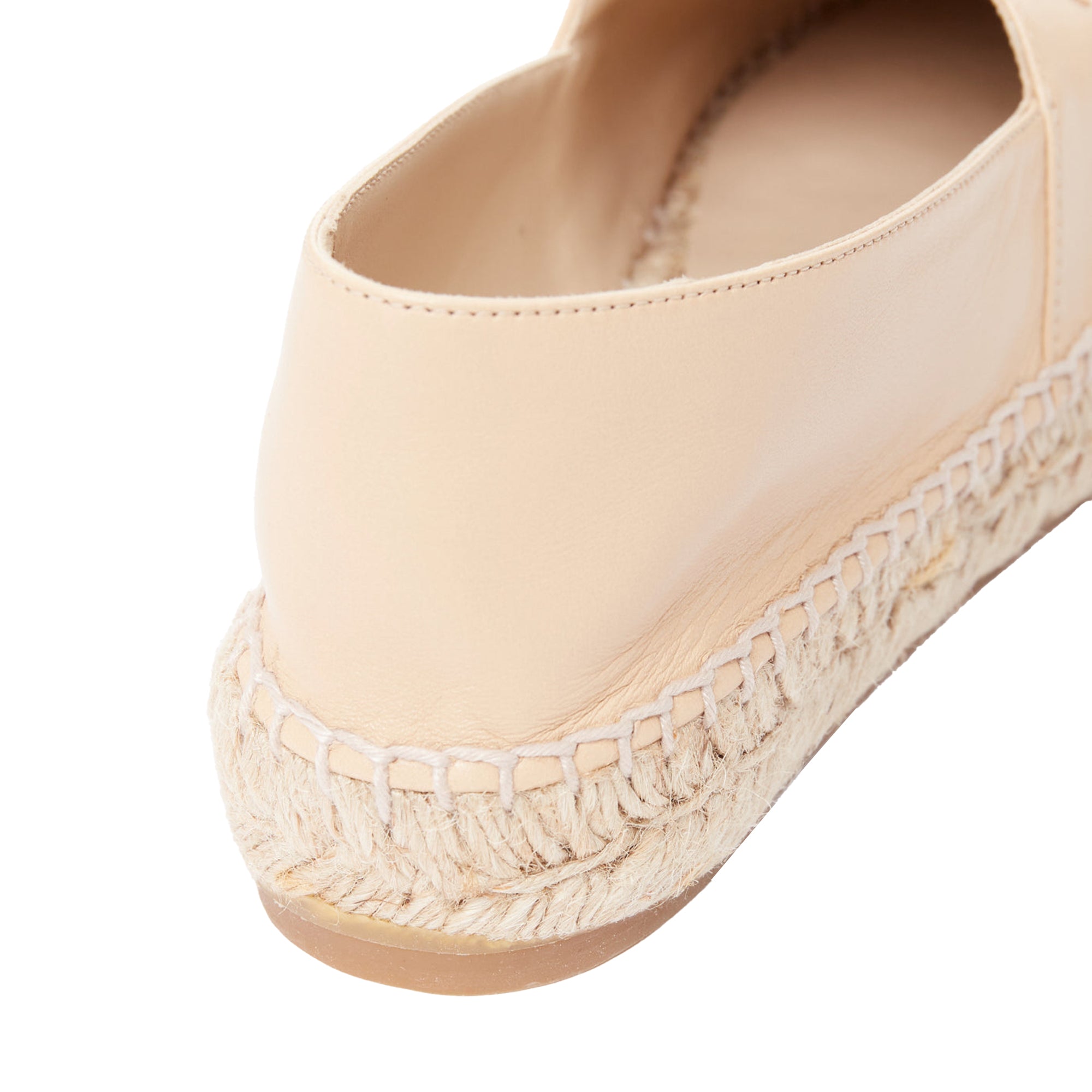 Women's CHANEL nude lamb leather CC logo black toe cap espadrille shoes EU37