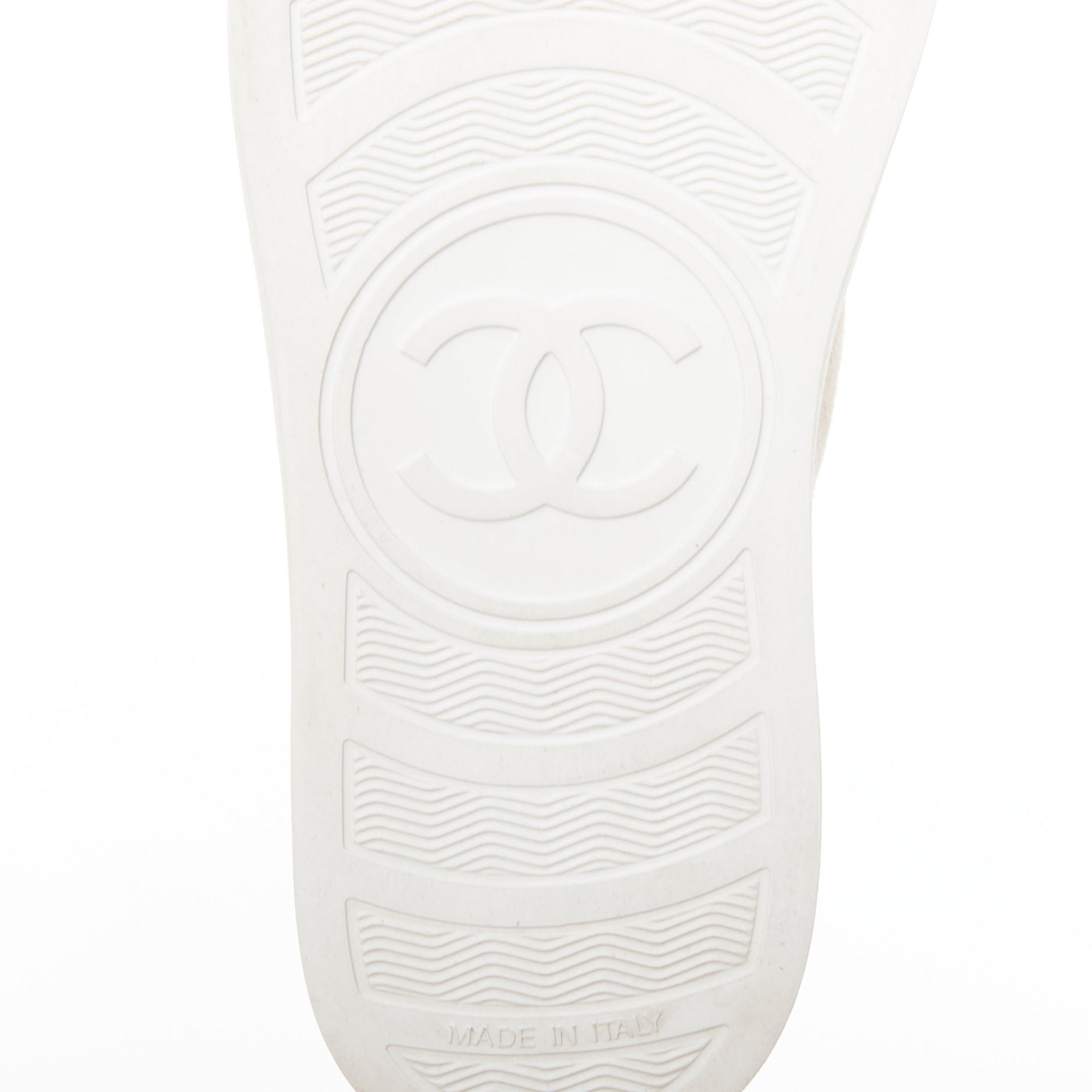 Women's CHANEL 2015 grey mesh CC logo cream suede panelled sneakers EU36.5