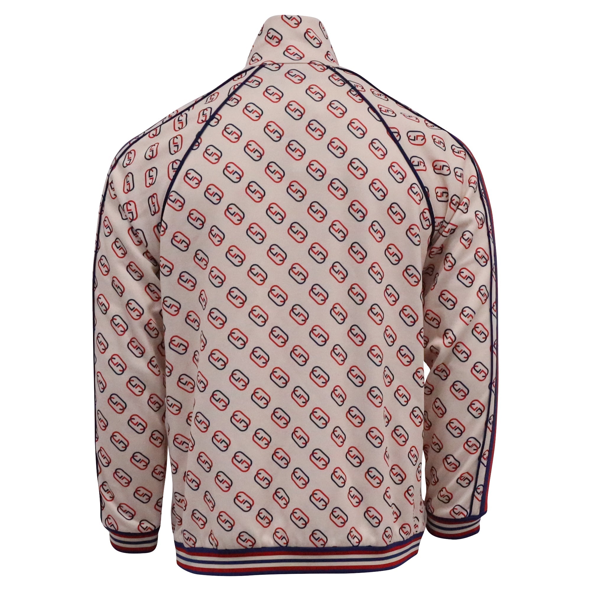 Men's Gucci Striped Webbing Logo-Print Track Jacket in Multicolor Polyester