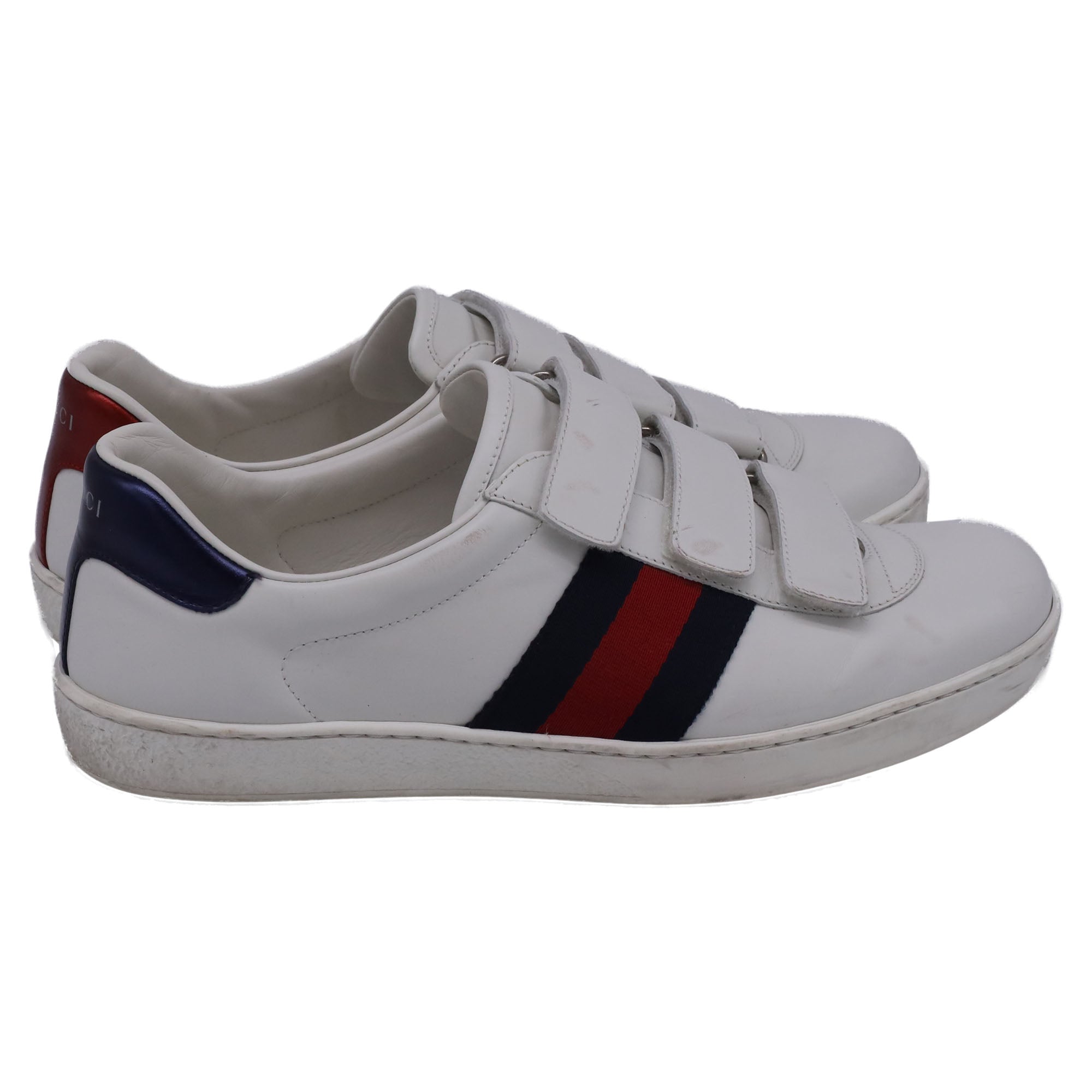 Men's Gucci Ace Grip Low-Top Sneakers in White Leather
