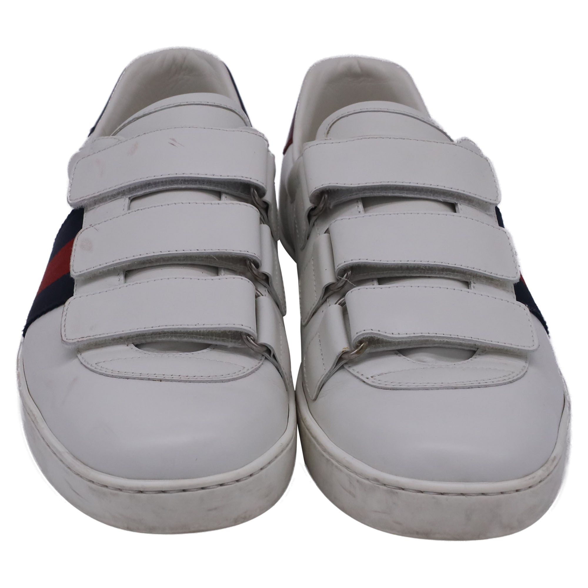 Men's Gucci Ace Grip Low-Top Sneakers in White Leather