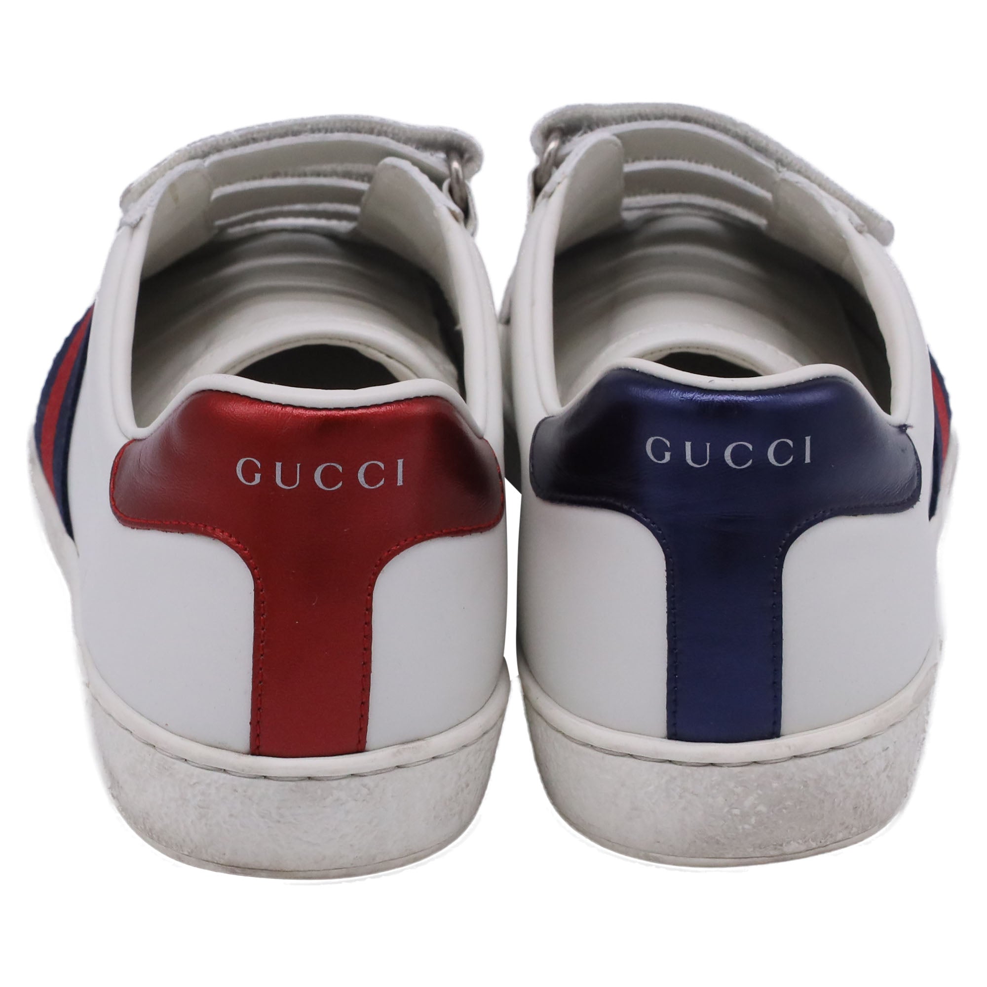 Men's Gucci Ace Grip Low-Top Sneakers in White Leather