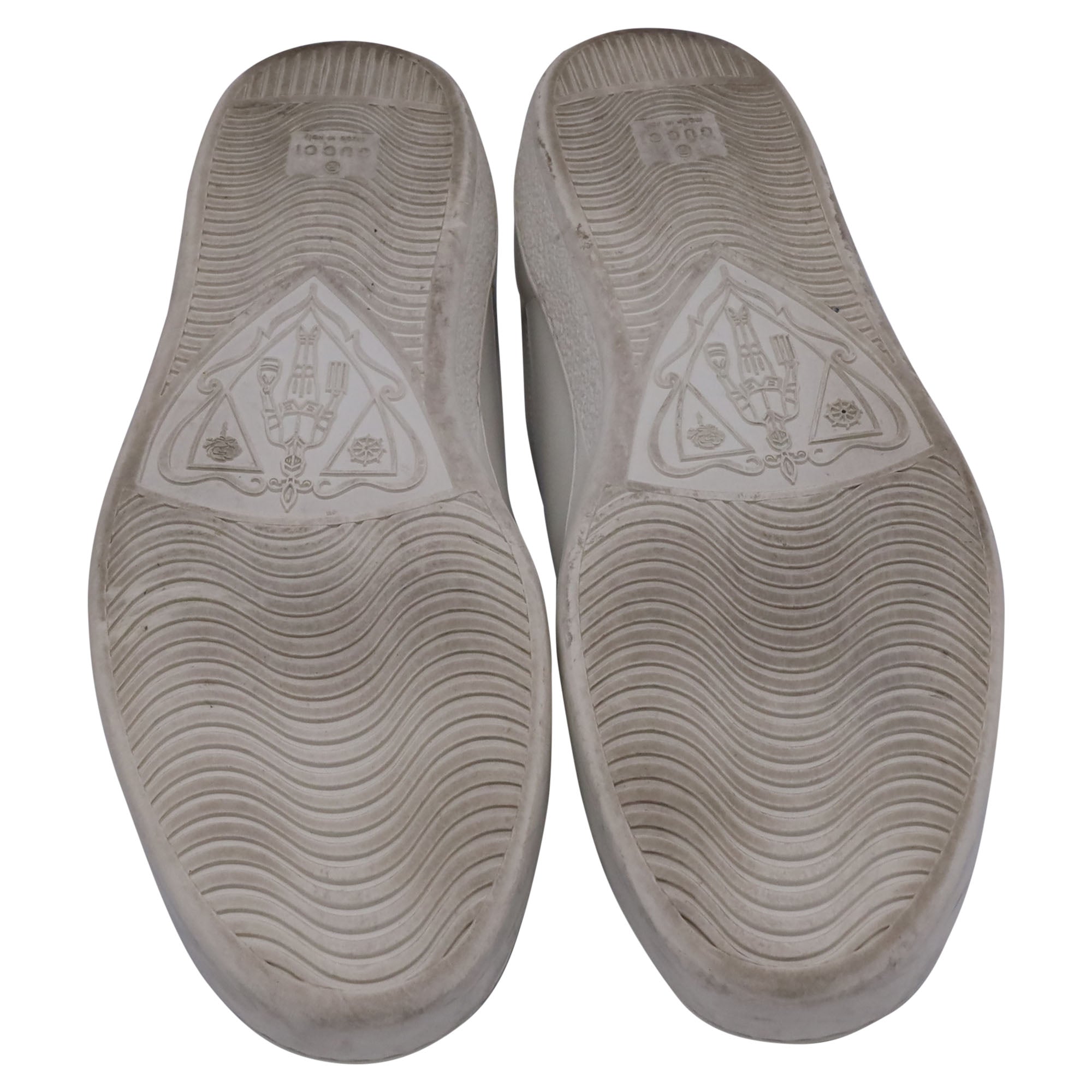 Men's Gucci Ace Grip Low-Top Sneakers in White Leather