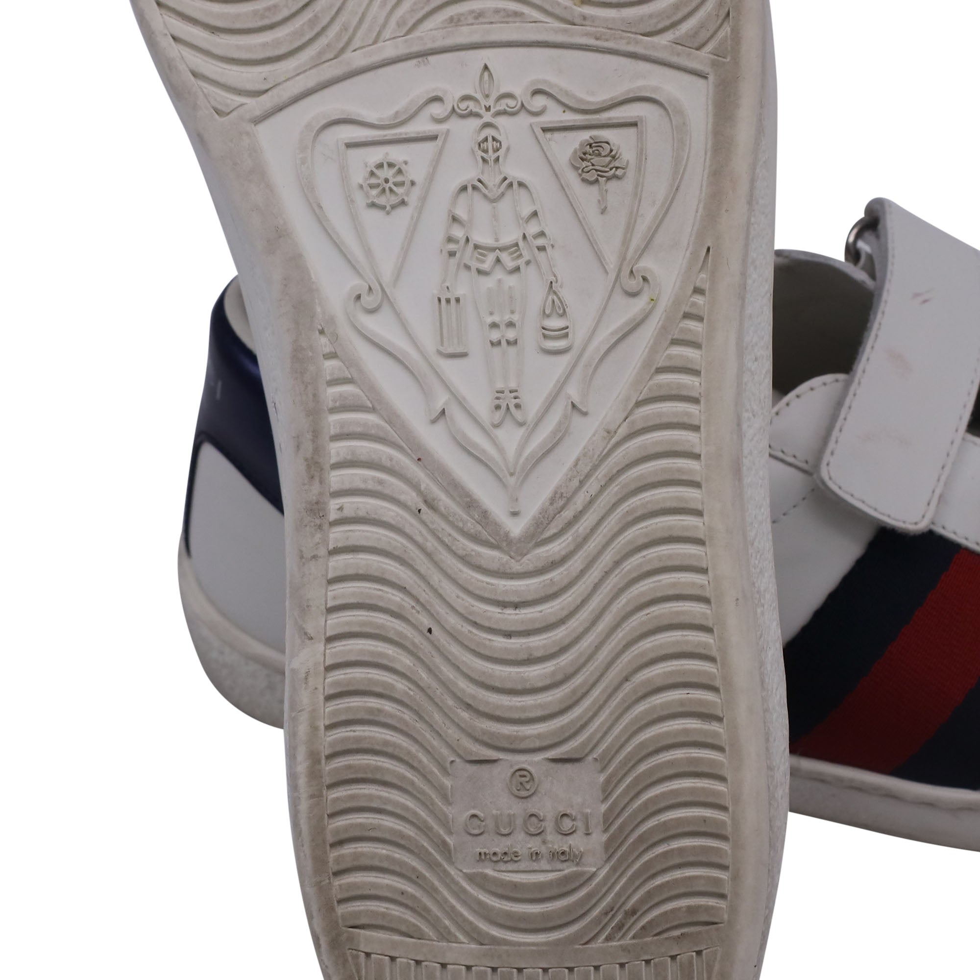 Men's Gucci Ace Grip Low-Top Sneakers in White Leather