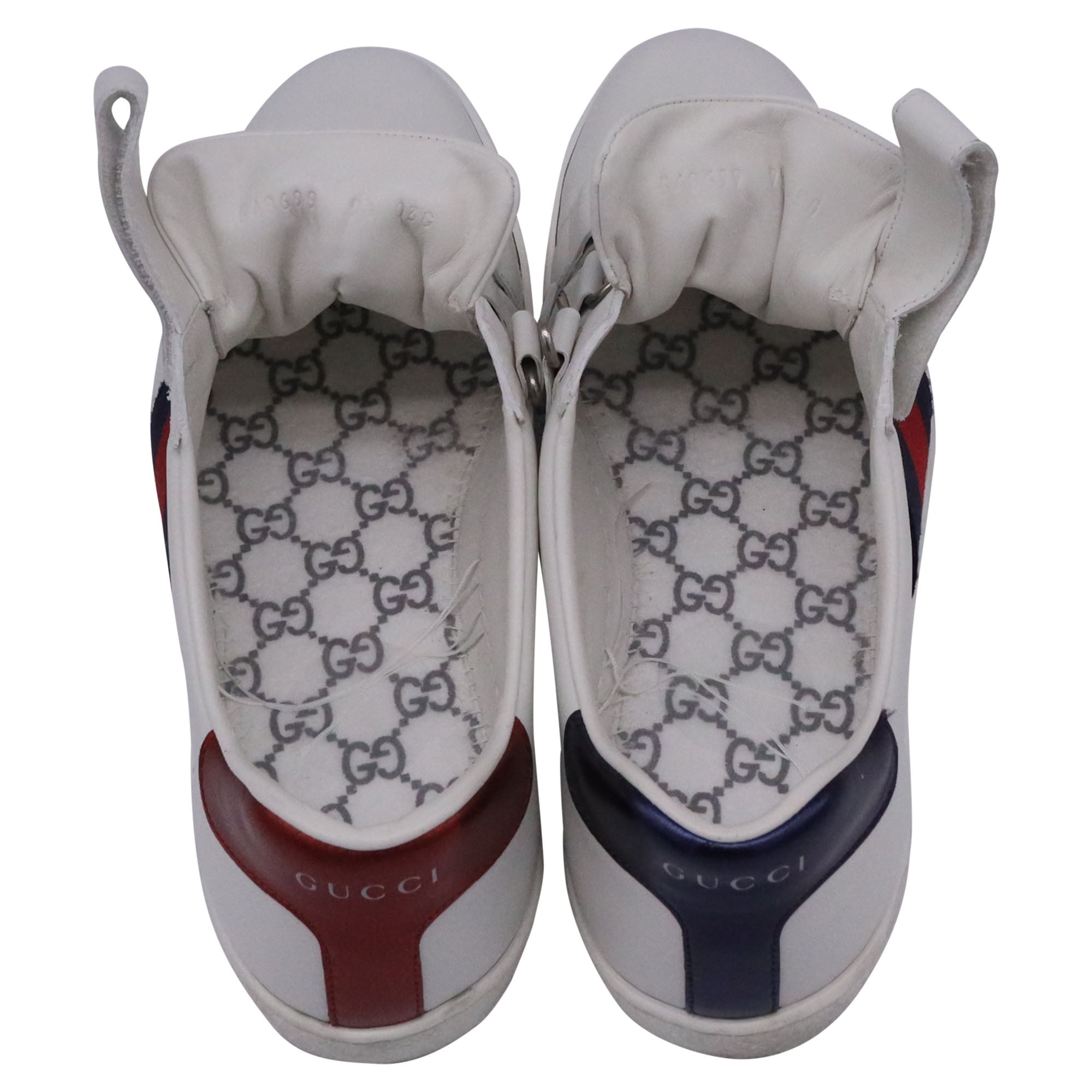 Men's Gucci Ace Grip Low-Top Sneakers in White Leather