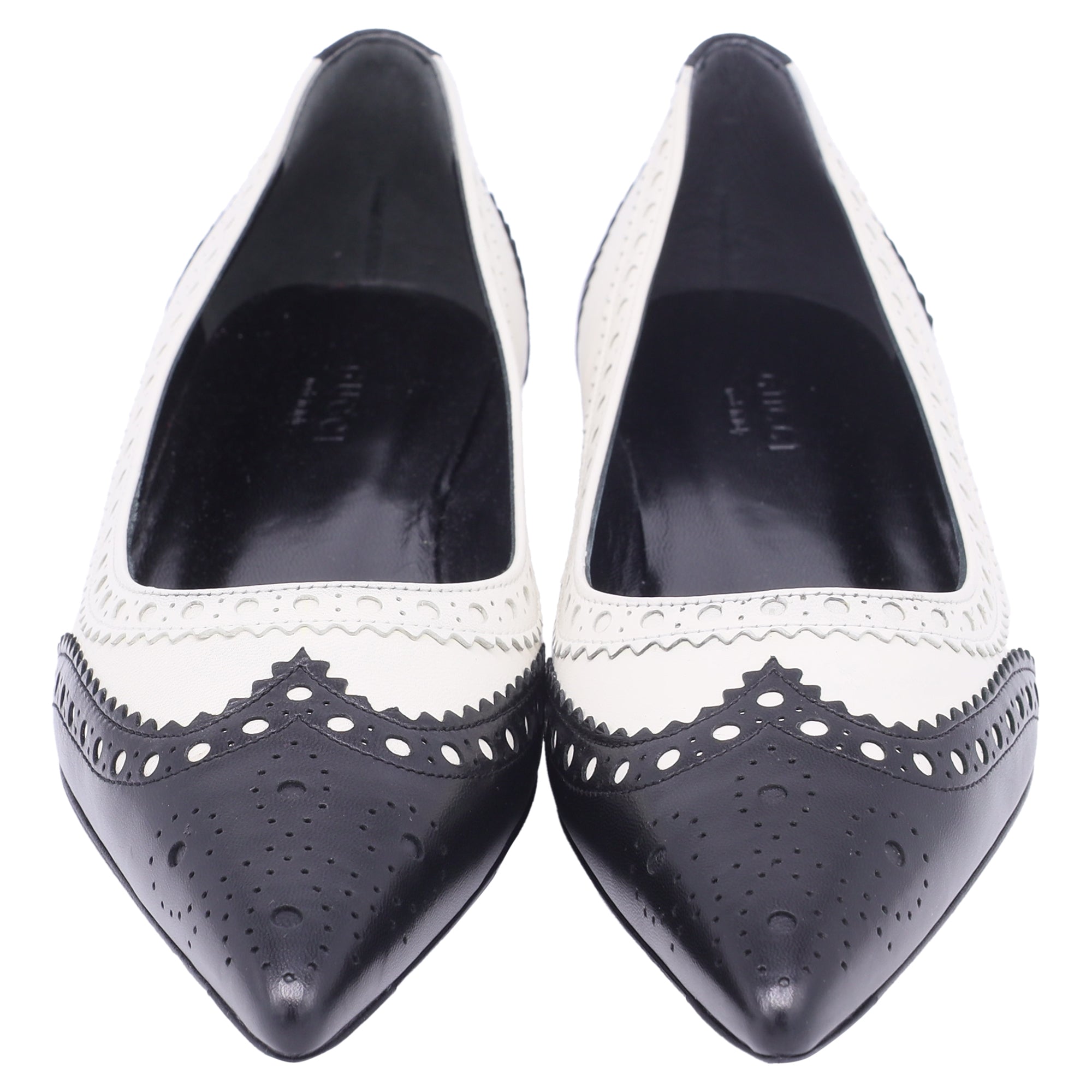 Women's Gucci Brogue Ballet Flats in White Leather