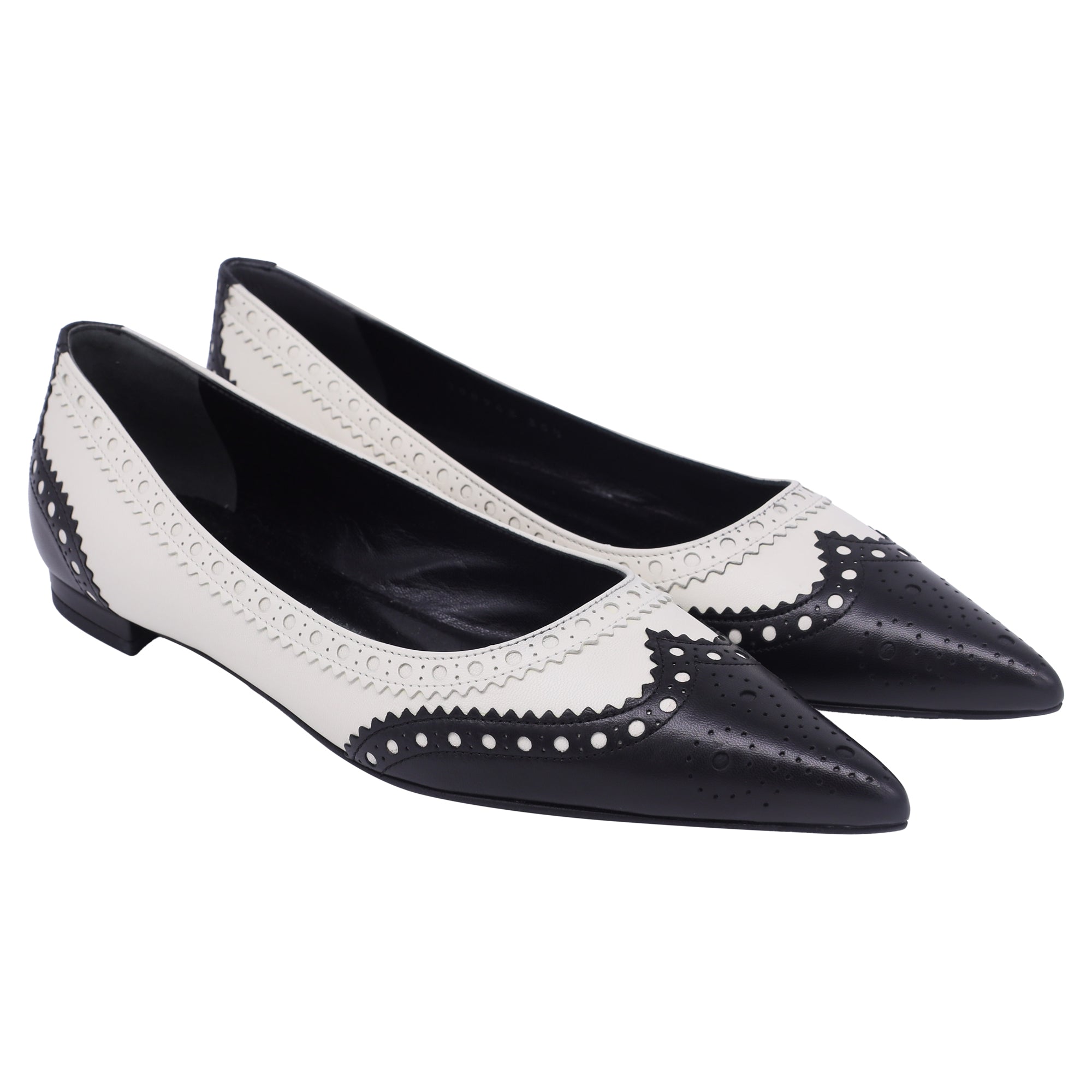 Women's Gucci Brogue Ballet Flats in White Leather