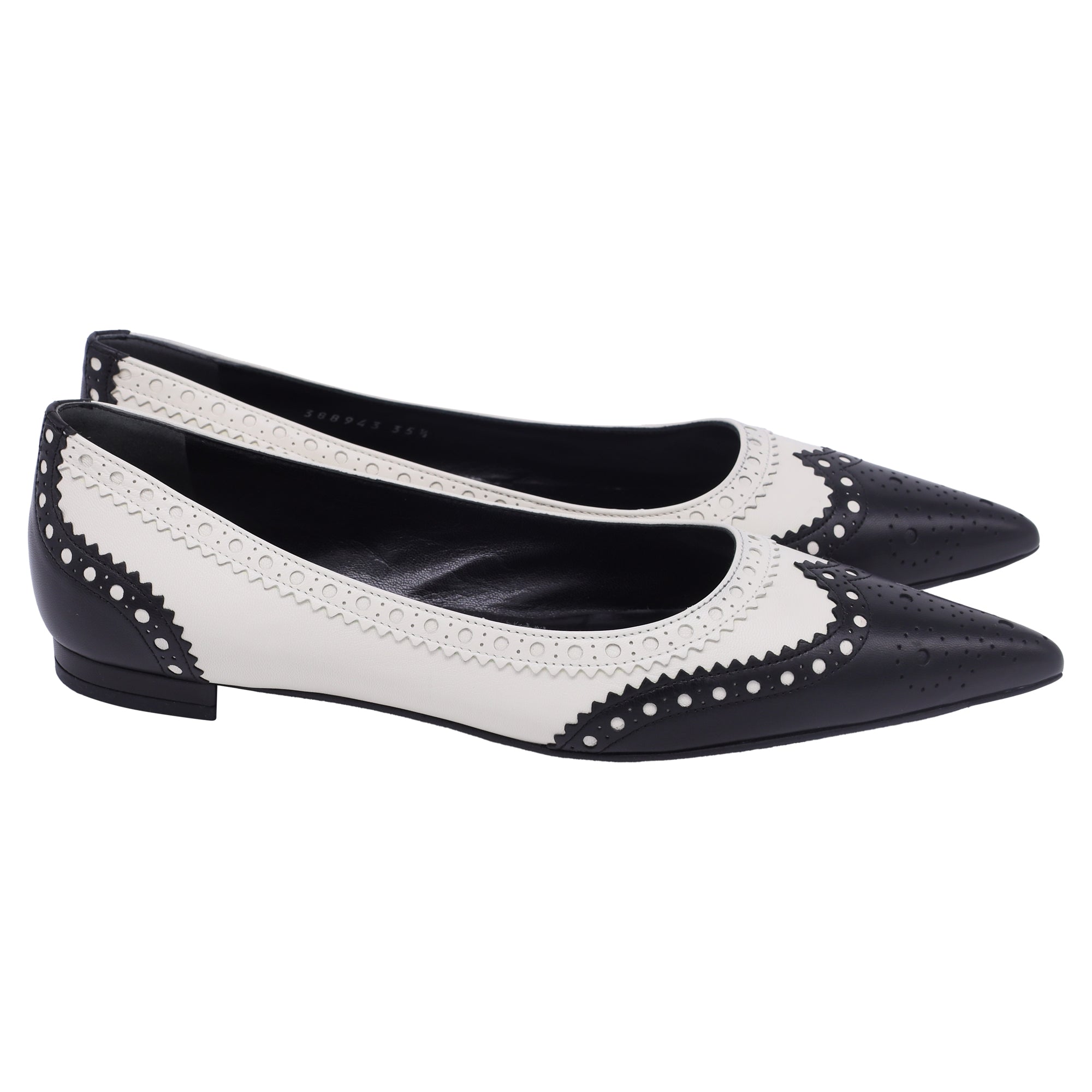 Women's Gucci Brogue Ballet Flats in White Leather