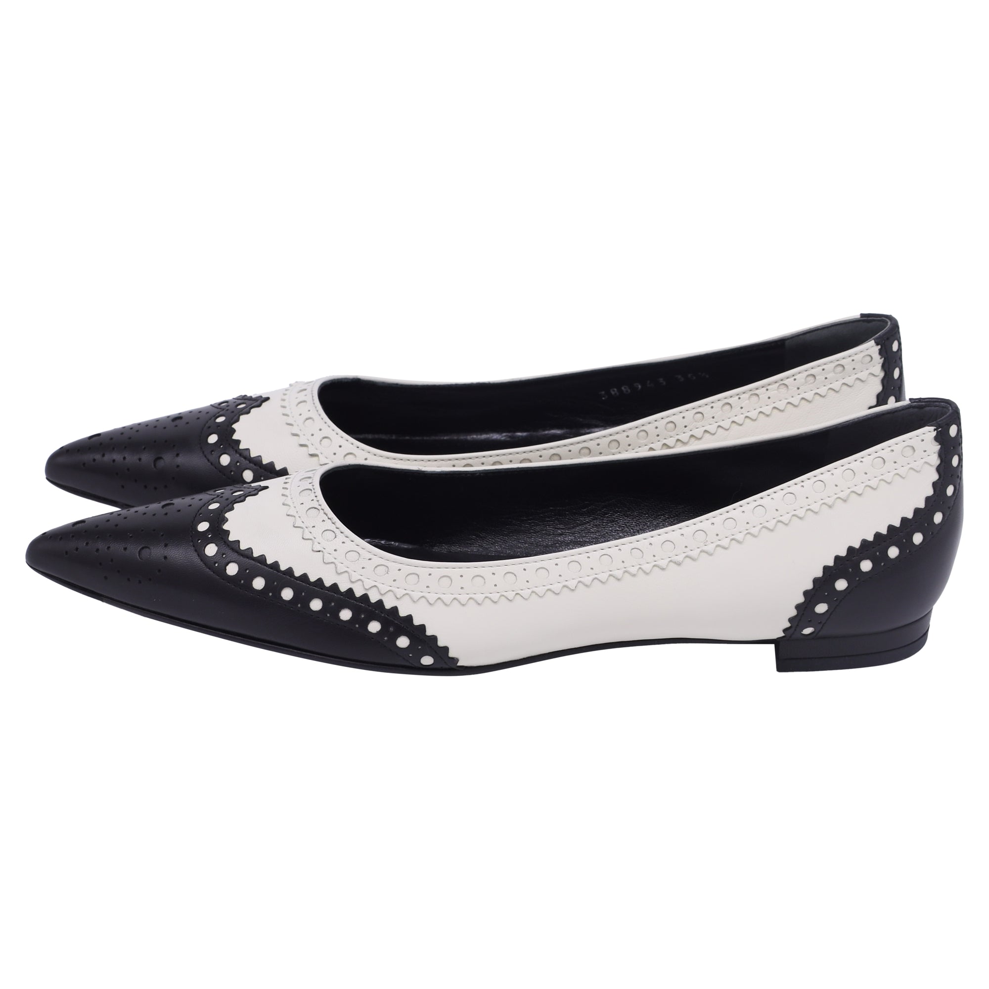 Women's Gucci Brogue Ballet Flats in White Leather