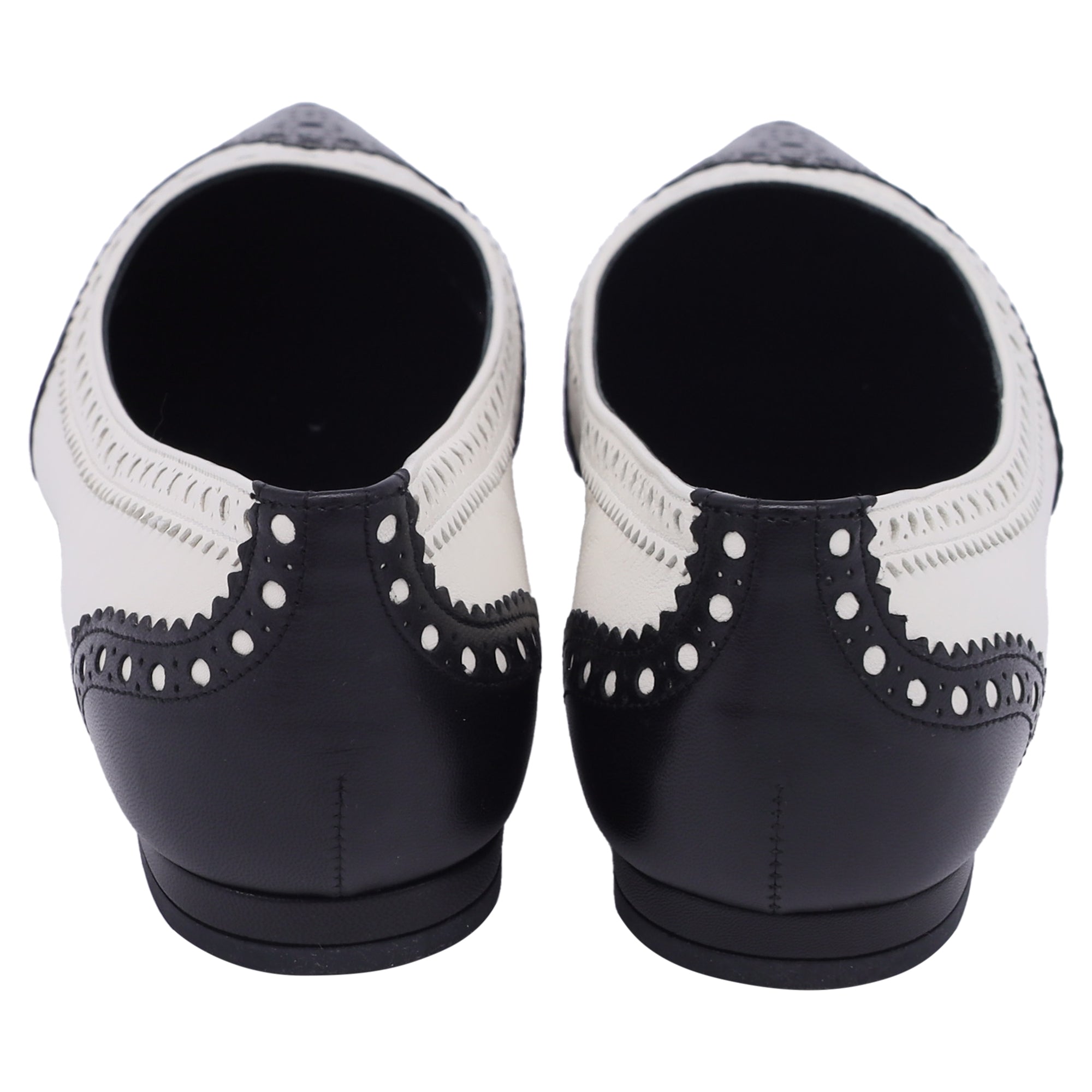 Women's Gucci Brogue Ballet Flats in White Leather