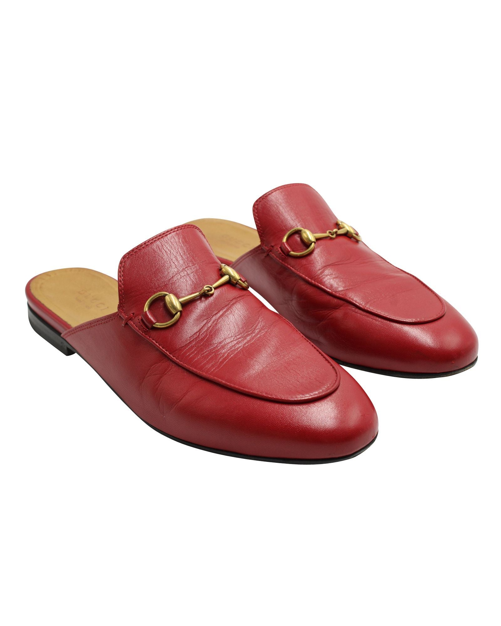 Women's Red Mules with Horsebit