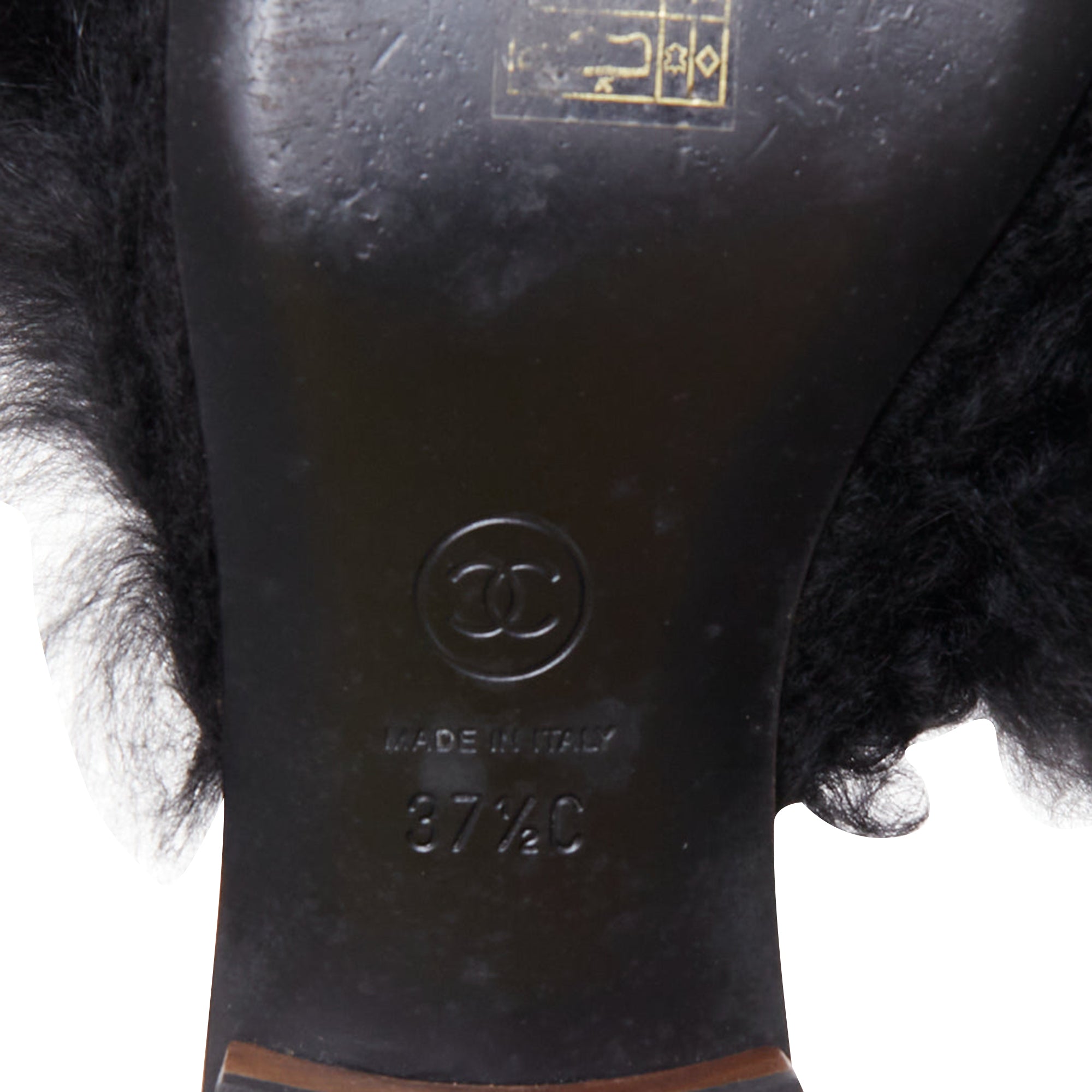 Women's Chanel CC logo mongolian lamb fur fluffy slippers