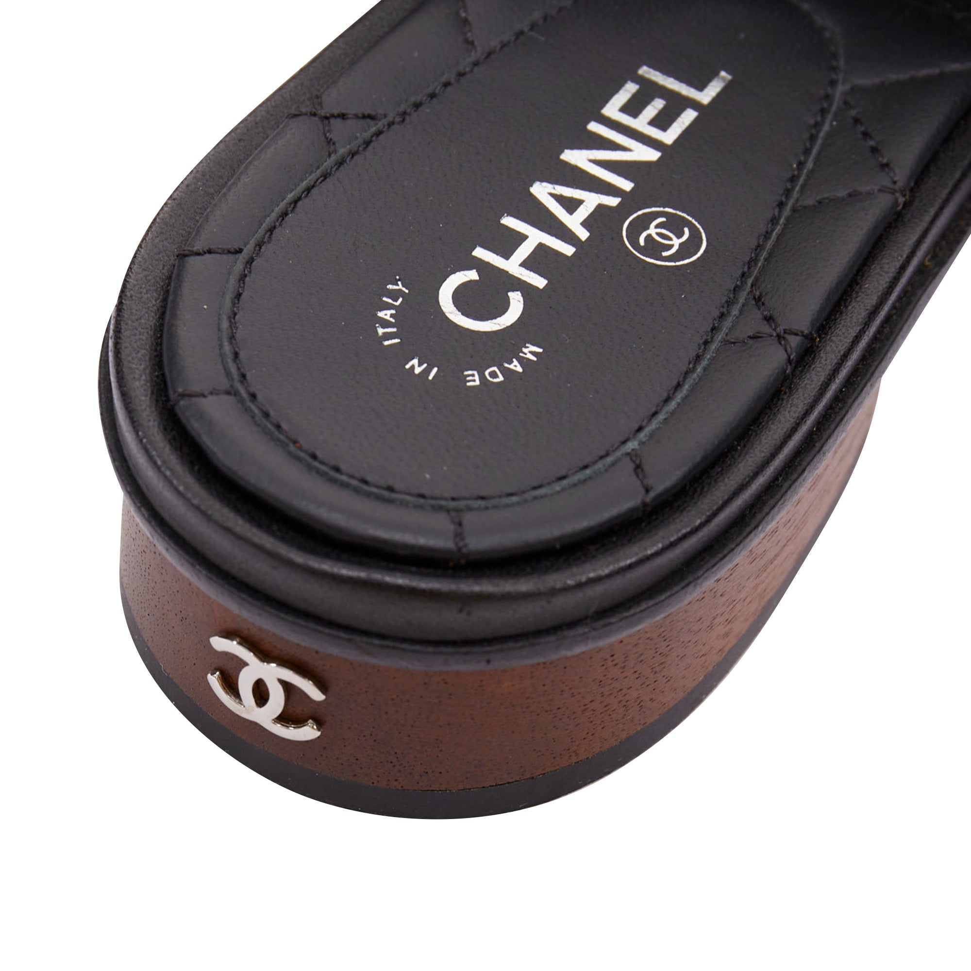 Women's Chanel CC logo mongolian lamb fur fluffy slippers