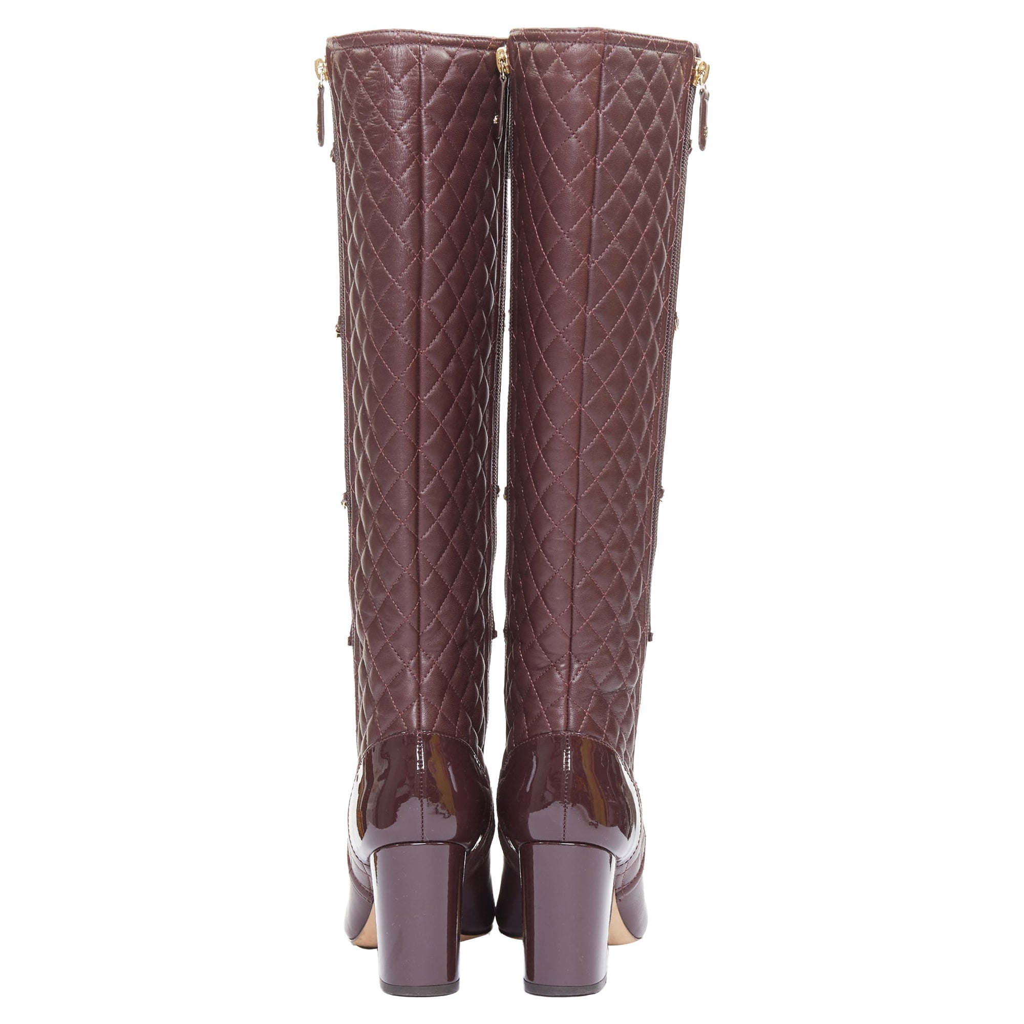Women's Chanel Karl Lagerfeld lambskin gold chain quilted boots