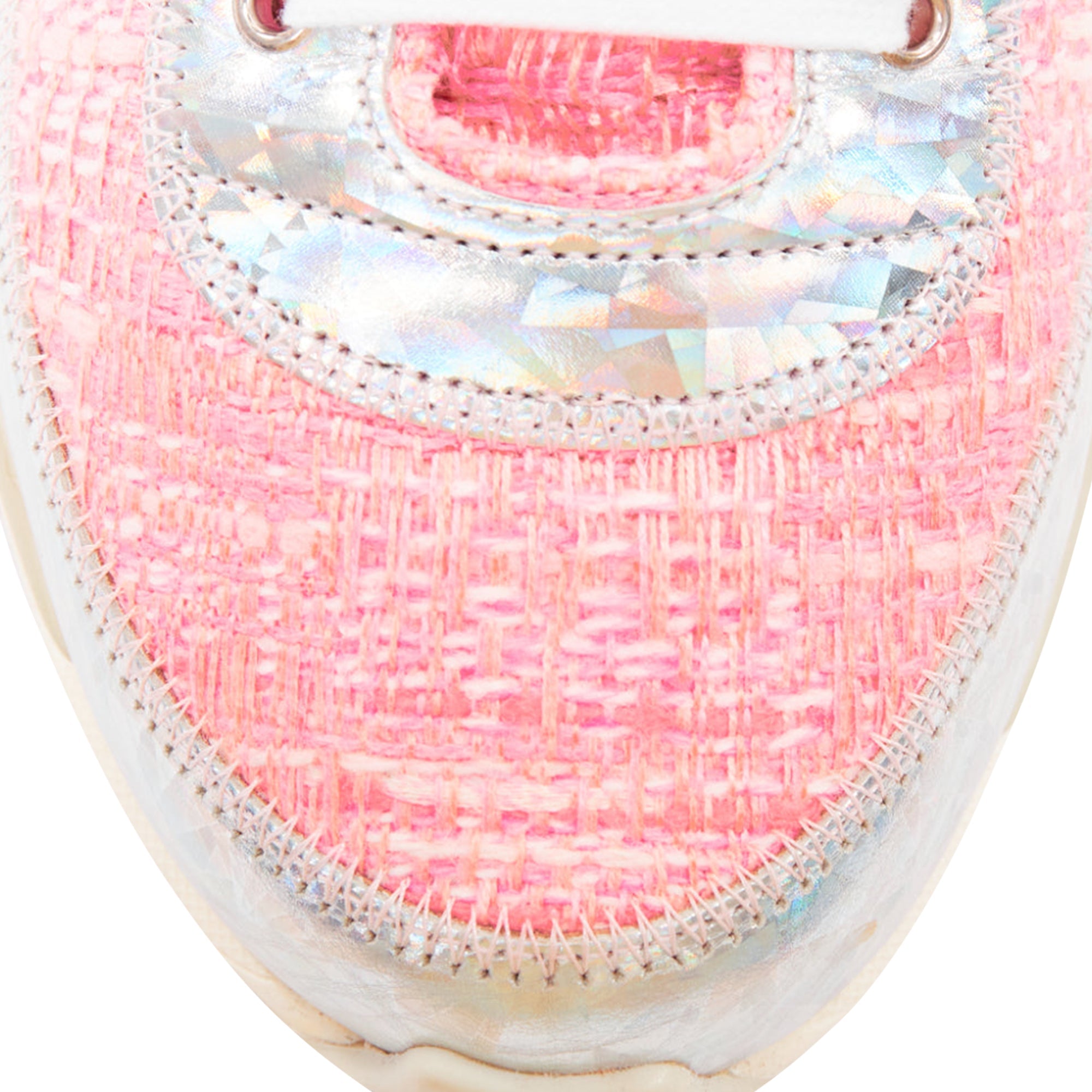 Women's Chanel tweed holographic leather sneakers