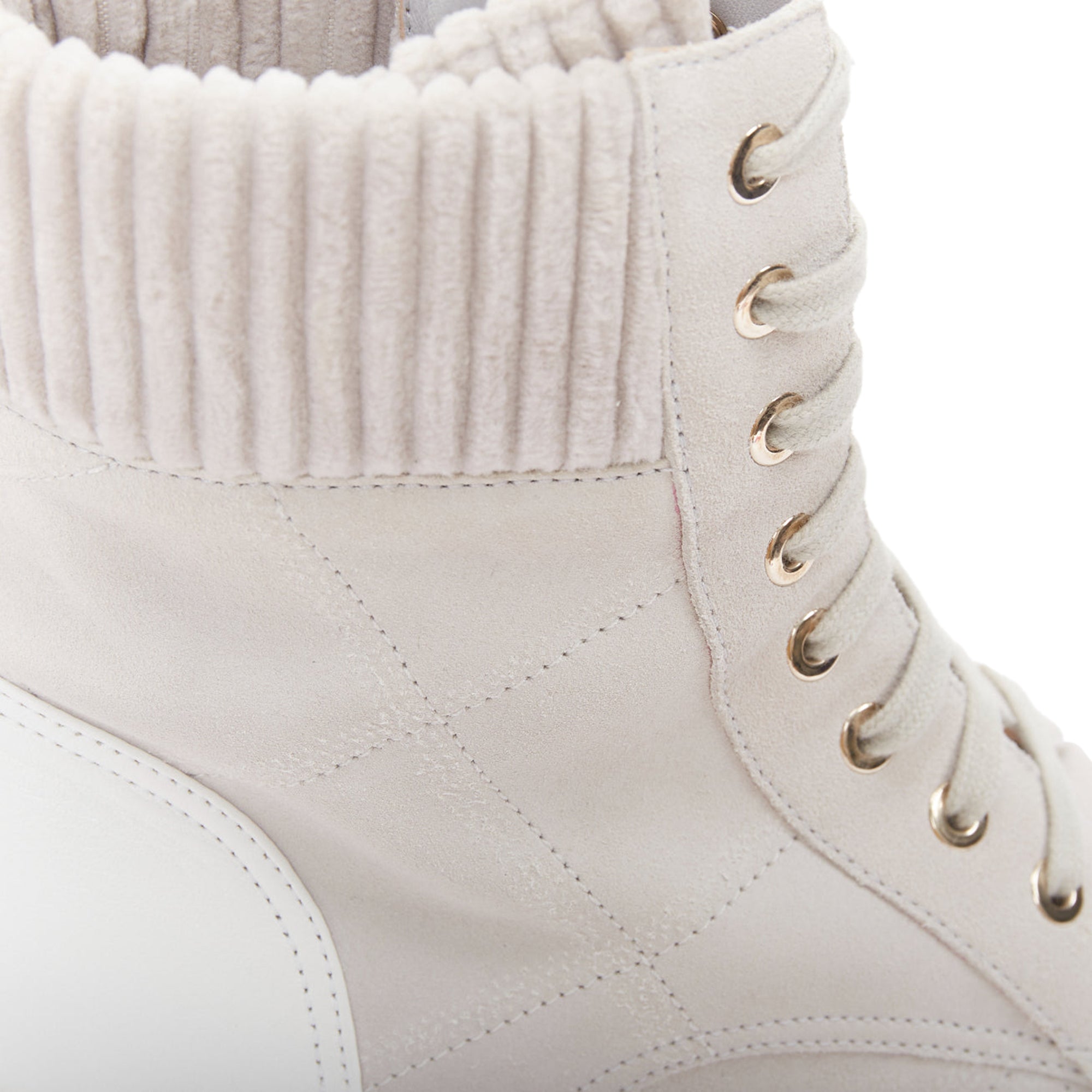 Women's Chanel CC suede calfskin quilted combat boots