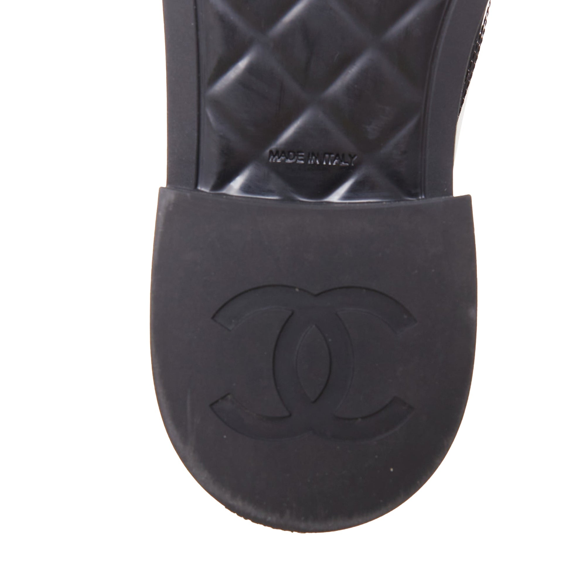 Women's Chanel nylon patent leather trim CC brogue creepers