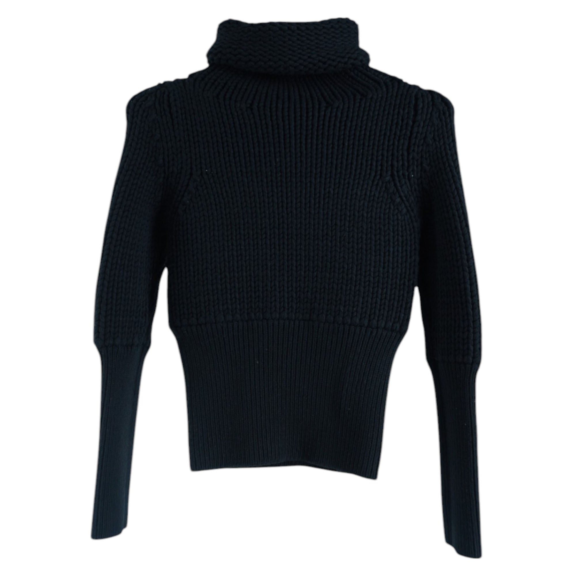 Women's Gucci Black Heavy Crop Polo Neck Knitwear