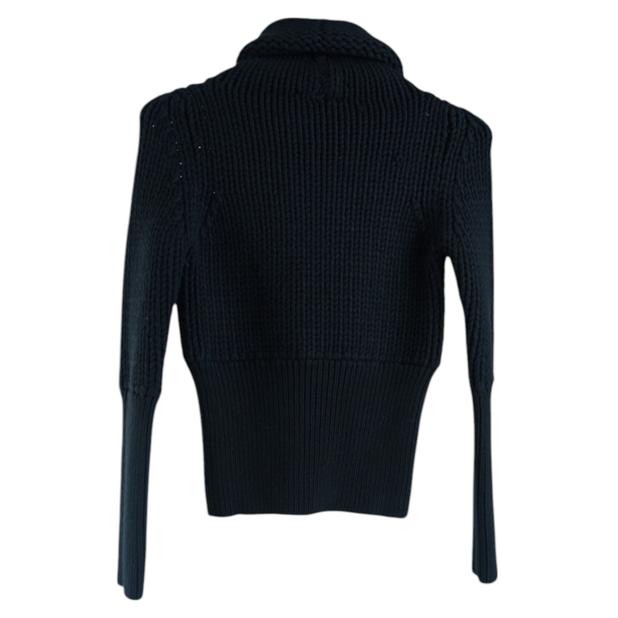 Women's Gucci Black Heavy Crop Polo Neck Knitwear